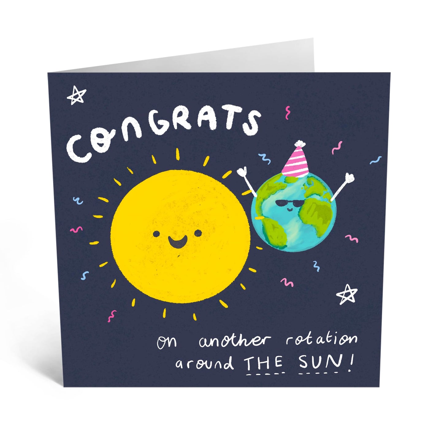 Birthday Greeting Card - 'AROUND THE SUN!' - Perfect for Celebrating Another Trip Around the Sun with Joy & Cheer - Ideal for Friends Family BFFs Besties Loved Ones - Comes With Stickers By Central 23
