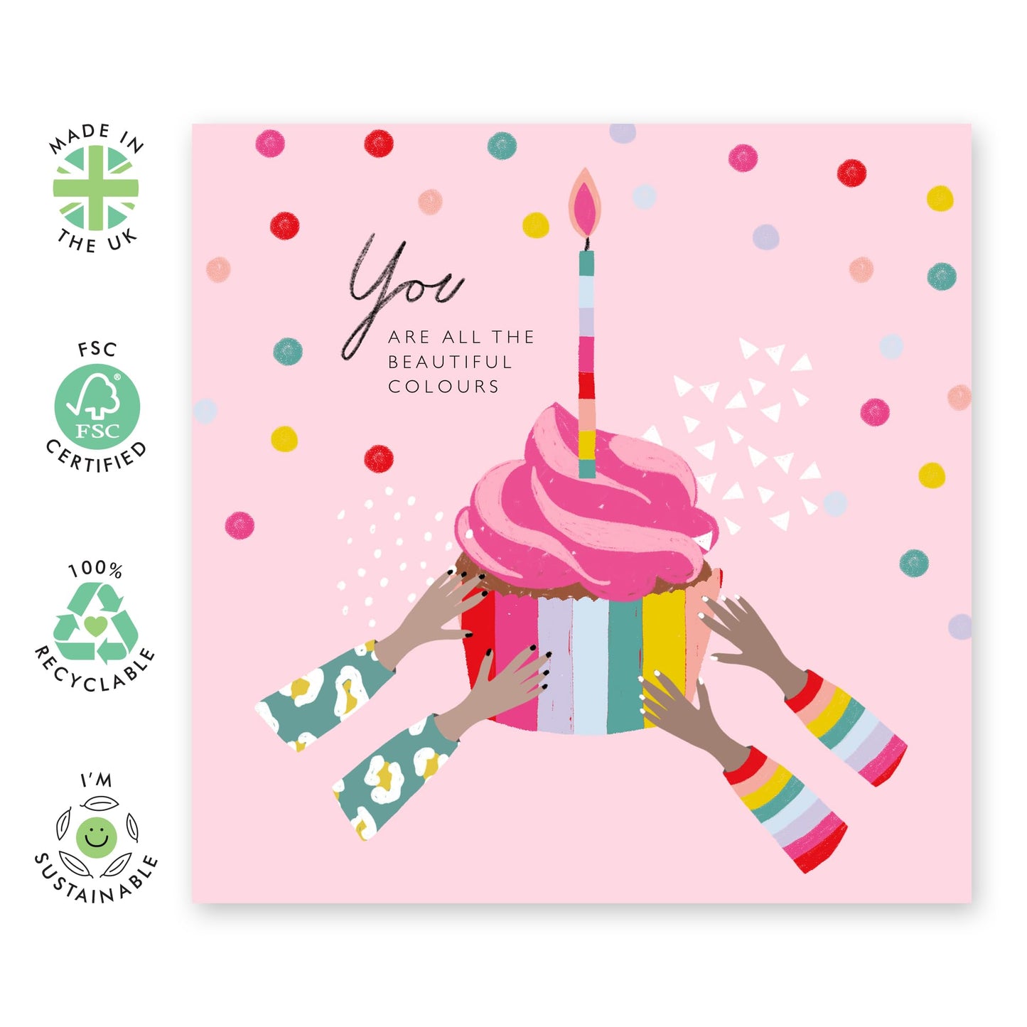 Cupcake Love Greeting Card - 'LGBT 18' - Gifts for Gays, Lesbian, Him, Her, She, He, His, Her, Ladies, Men, Women, Male, Female, Guys, Girls - True Colors - Comes with Fun Stickers