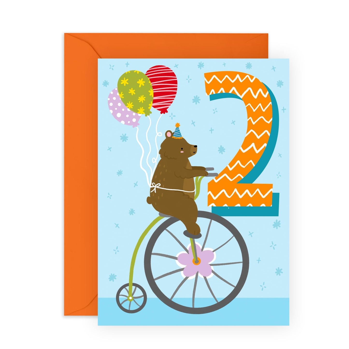 2nd Birthday Card Boys Girls - Bear Age 2 Birthday - Baby Milestone Cards Age Two - Second Birthday Cards - Animal - Gifts For Son Daughter Niece Nephew - Comes With Stickers By Central 23