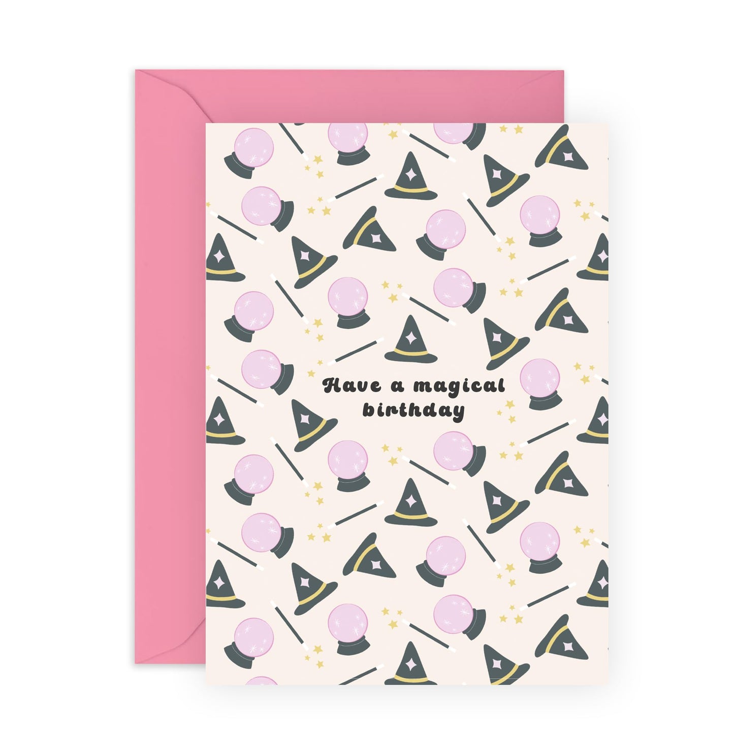 Magical Birthday Card – Wizard Theme with Crystal Balls and Stars – Cute & Fun Birthday Greeting for Friends, Kids, Family, Him, Her - Comes with Fun Stickers