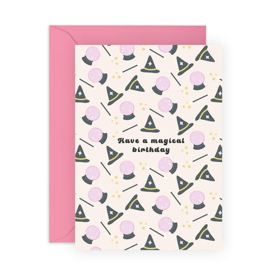 Magical Birthday Card – Wizard Theme with Crystal Balls and Stars – Cute & Fun Birthday Greeting for Friends, Kids, Family, Him, Her - Comes with Fun Stickers