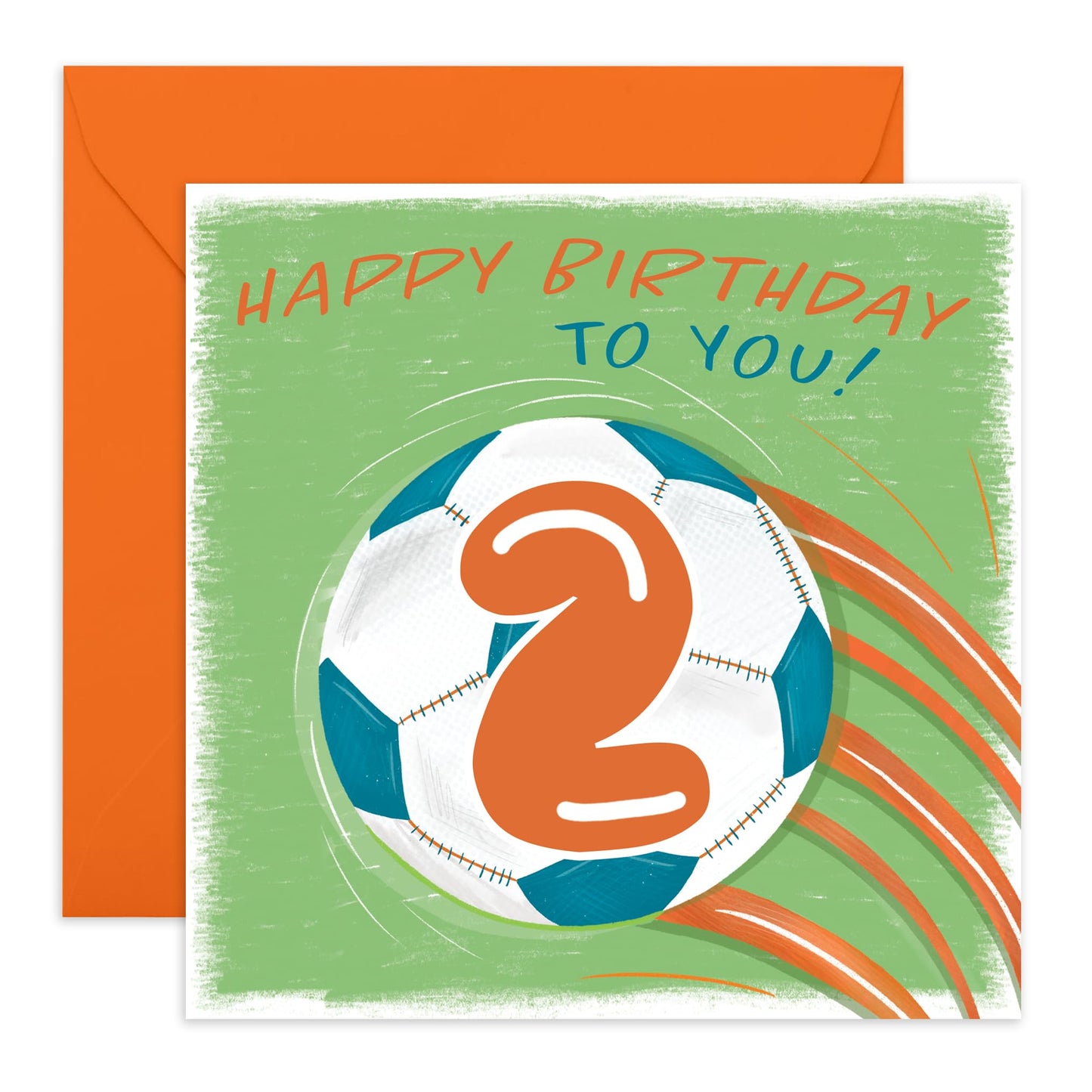 Happy 2nd Birthday Card For Boys Girls - Football Birthday Cards For Kids Toddler Grandson - Second Bday Card For Him Two Year Old - Comes With Cute Stickers By Central 23