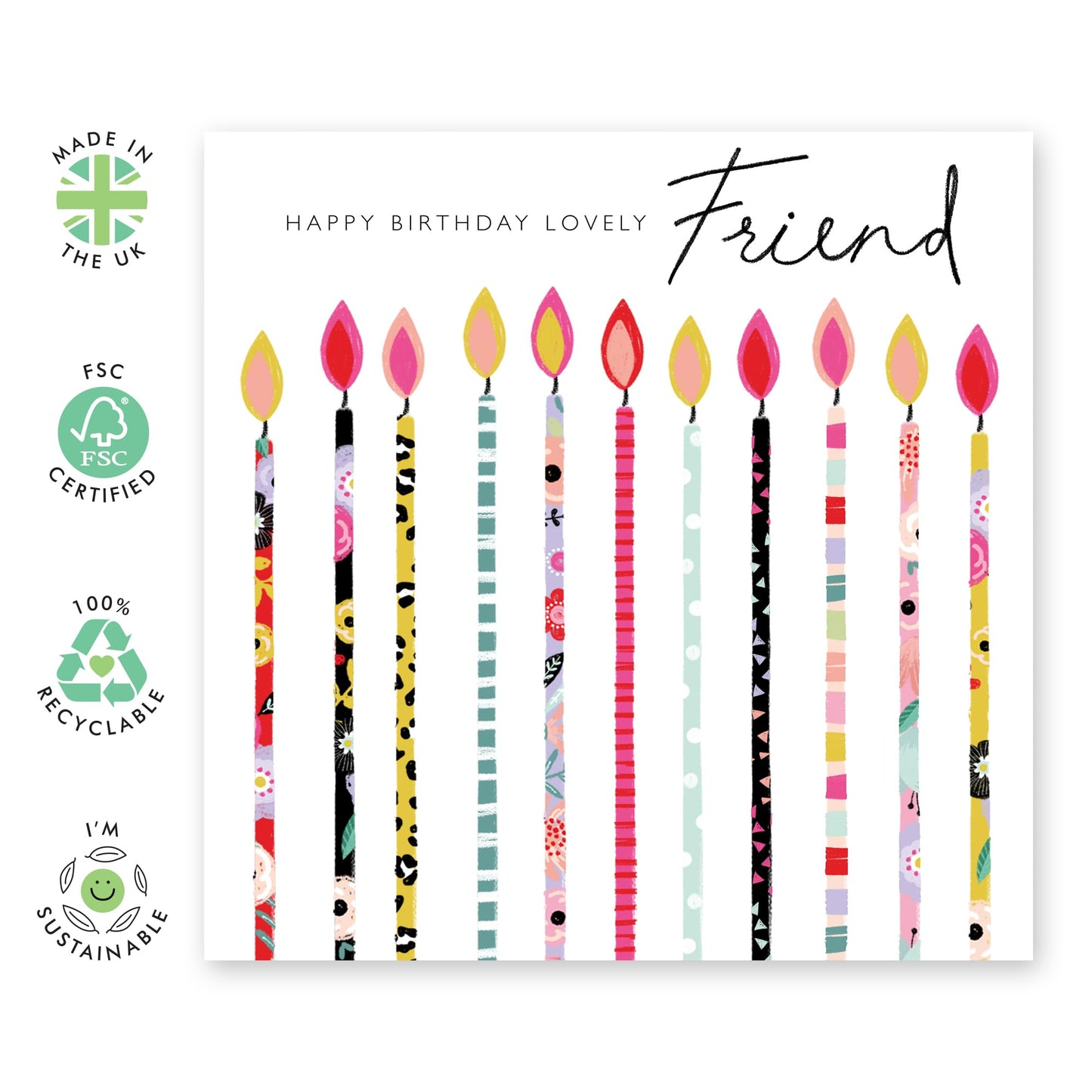 Friend Birthday Card For Her - Happy Birthday Lovely Friend - Gifts For Women - Sweet Happy Birthday Greeting Cards For Female Friends - Comes With Cute Stickers - By Central 23