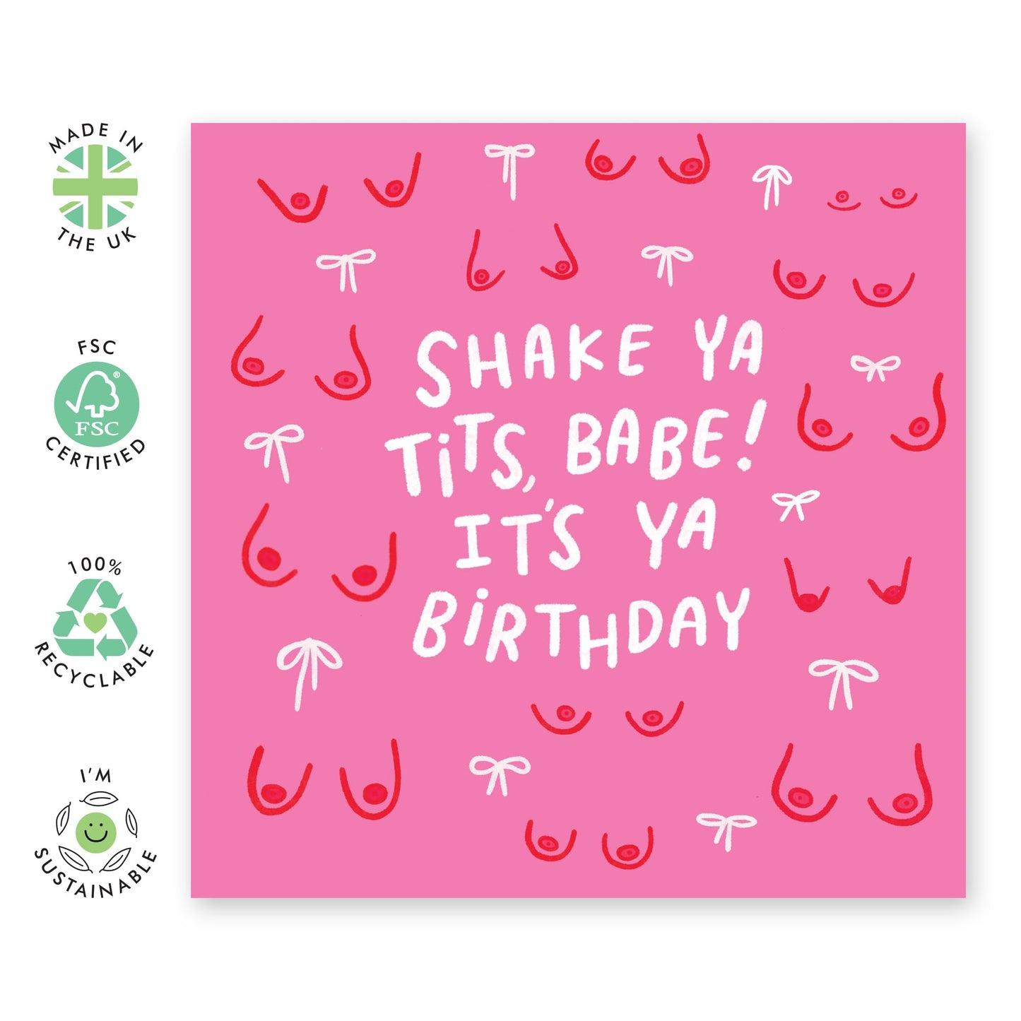 Hilarious Birthday Card - 'Shake Ya T*ts Babe' - Gifts for Best Friends, Besties, BFF,Girlfriends, Sister, Sis, Co-workers, Colleagues - Breast Friends Forever - Comes with Fun Stickers