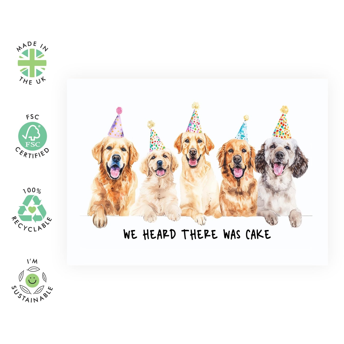 Dog Birthday Card - We Heard There Was Cake - Funny Birthday Card From Dog For Men And Women - Gifts For Fur Parents Dog Mum Dad - Comes With Stickers - By Central 23