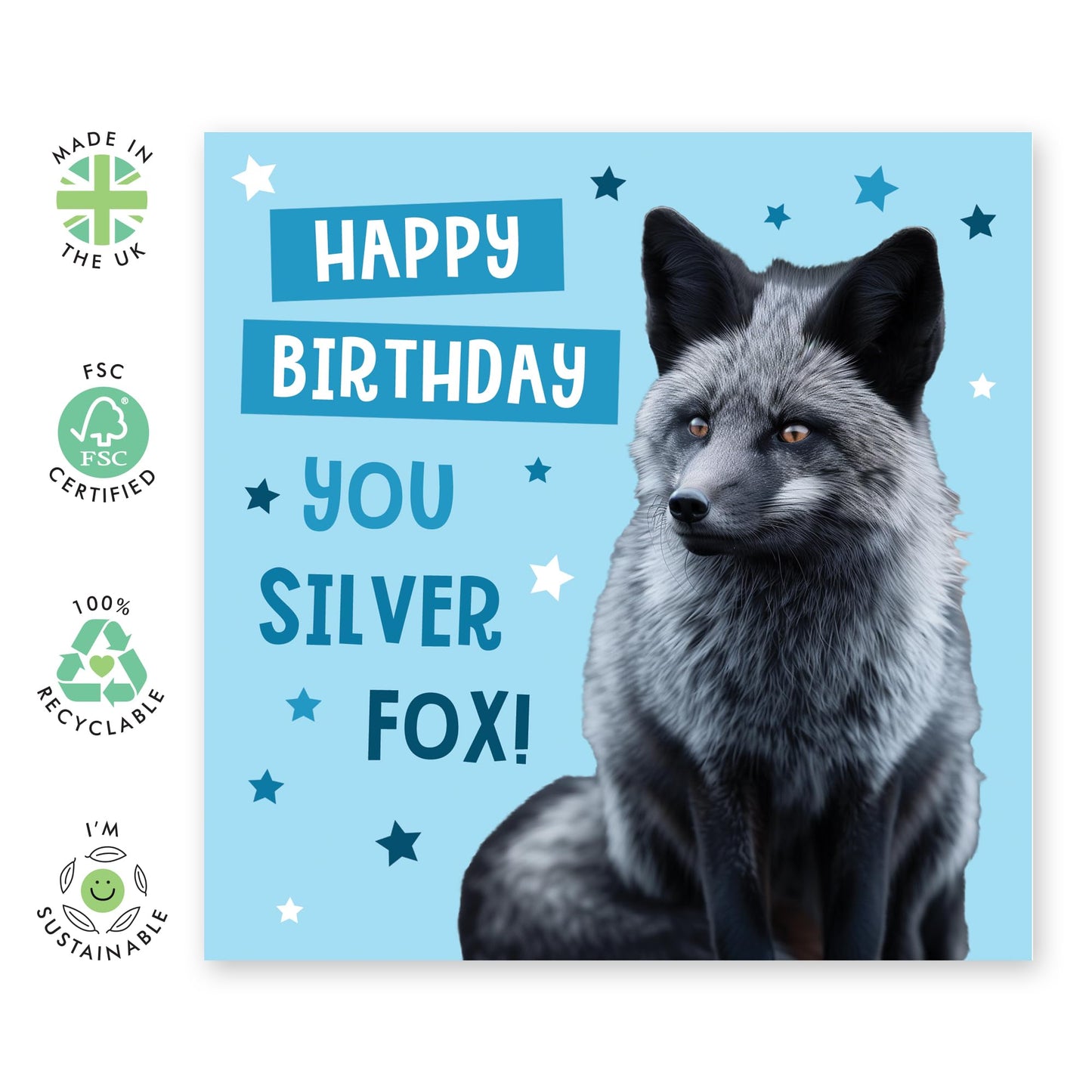 Husband Birthday Card From Wife - Silver Fox - Cheeky Birthday Cards For Men - Boyfriend Birthday Card - Gift For Him - Comes With Stickers - Blank Inside - By Central 23