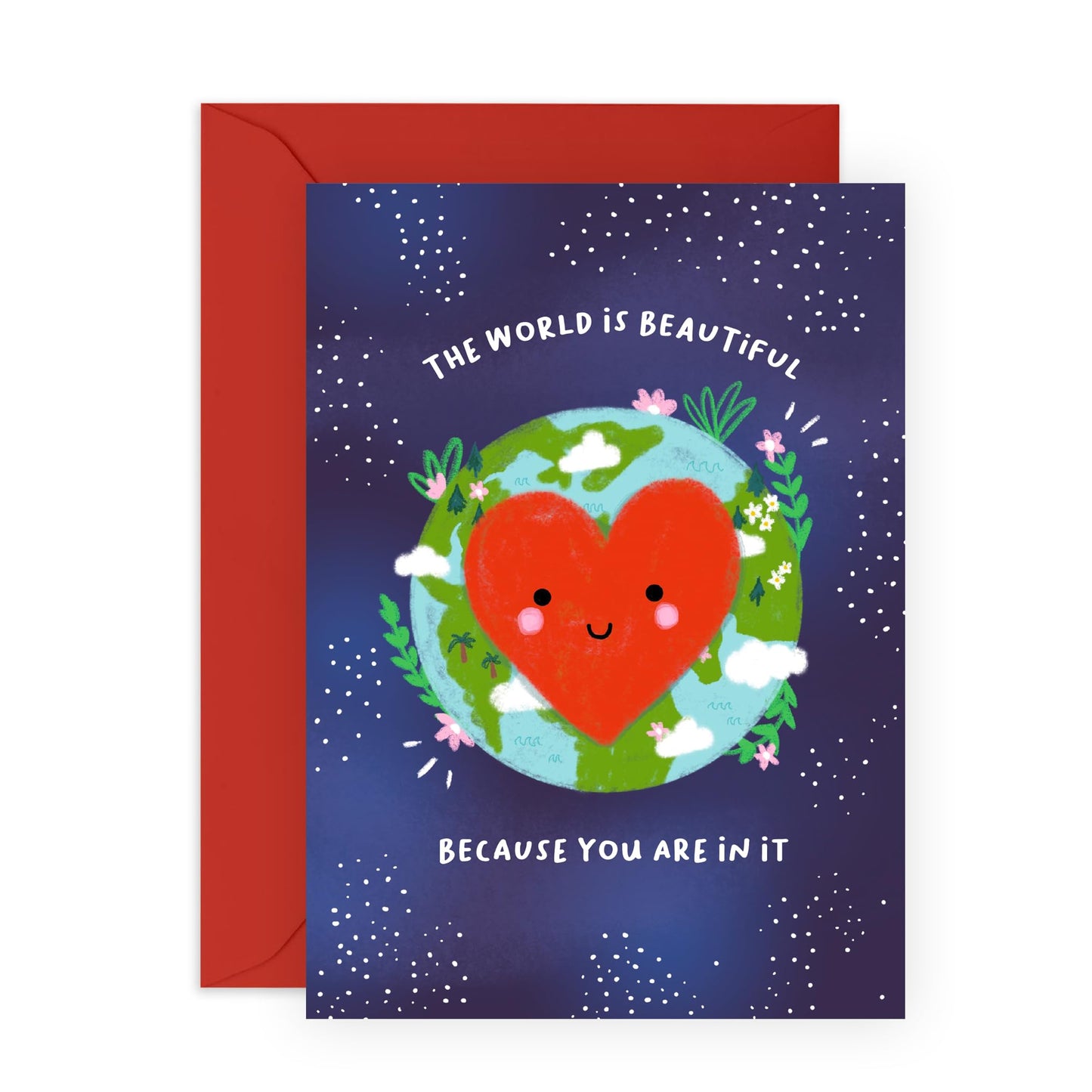Sweet Greeting Cards For Girlfriend Boyfriend - The World Is Beautiful Because You Are In It - Husband Birthday Card - Wife Anniversary Card - Gifts For Him Her - Comes With Stickers By Central 23