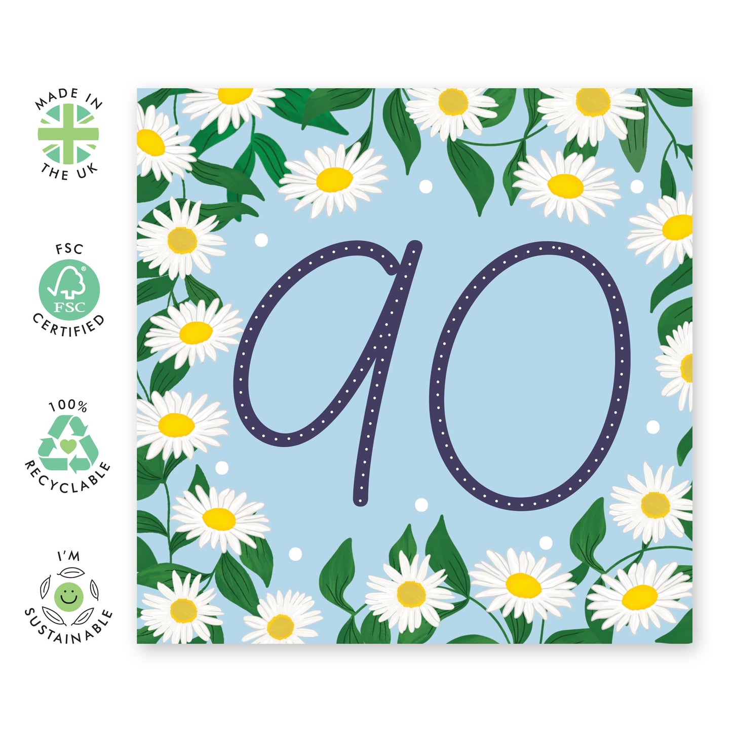 90th Birthday Cards Grandma - Daisy Chain 90 - Grandmum Birthday Greeting Card - Gifts For Her - Happy Ninetieth Birthday Cards For Grandma Grandmother - Comes With Fun Stickers - By Central 23