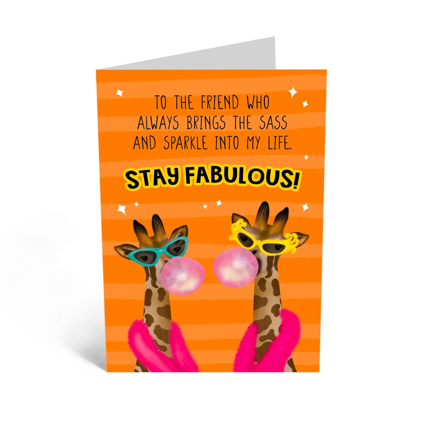 Greeting Card - 'SASSY FRIEND GIRAFFES' - Perfect for Celebrating a Fabulous Friendship with a Playful Twist - Ideal for Sassy Friends, Giraffe Lovers, and Besties - Comes with Stickers By Central 23