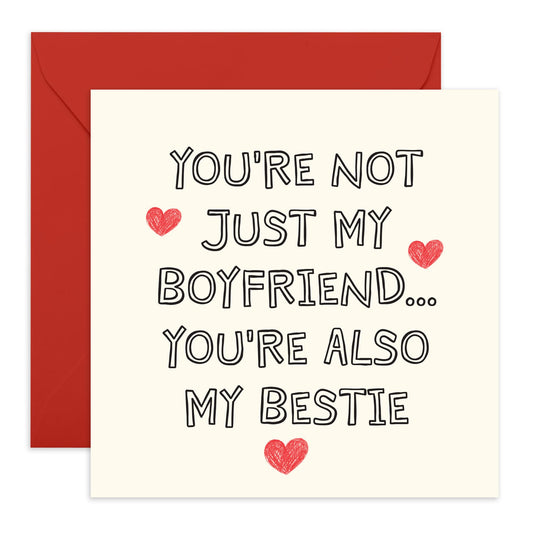 Love Greeting Card - 'Boyfriend and Bestie' - Gifts for Boyfriend, Partner, Couples, Babe, Him, Bestie, BFF - Sweet Messages - Comes with Fun Stickers
