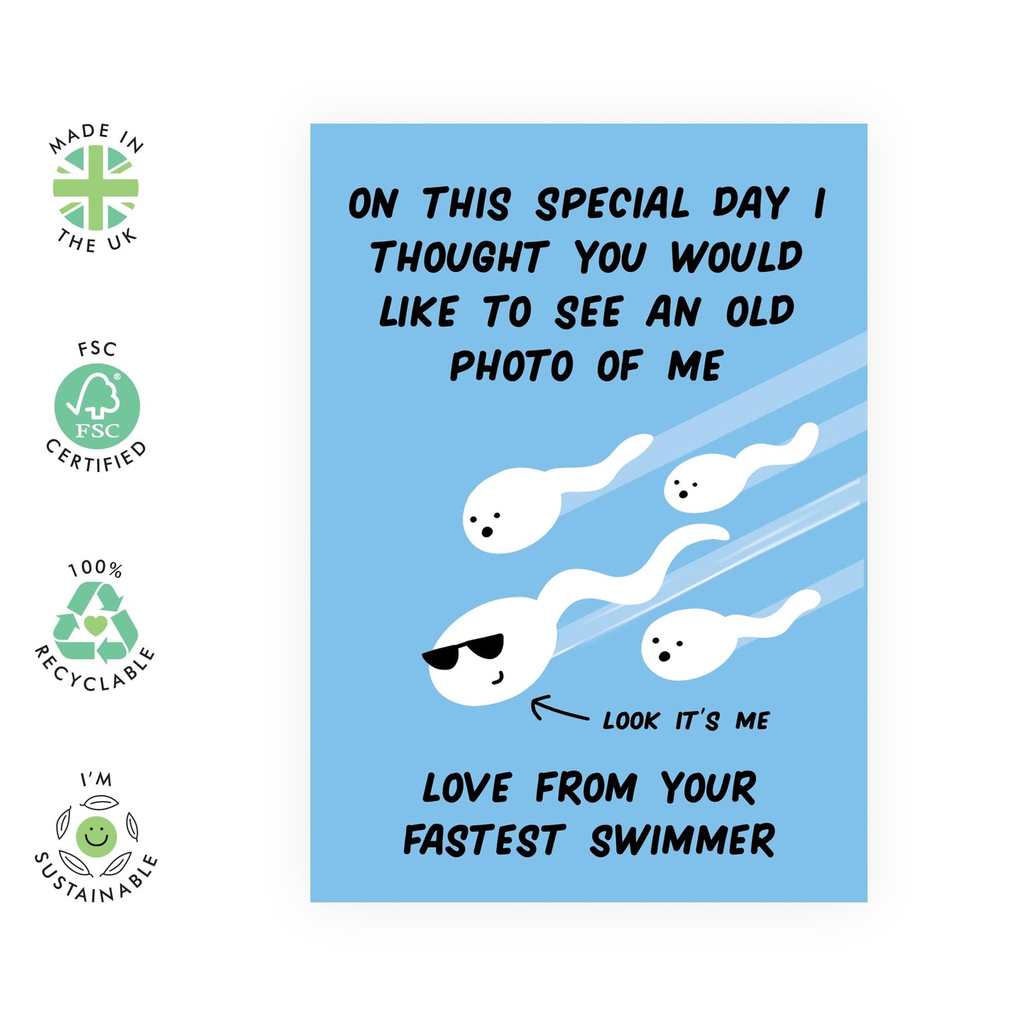 Funny Card - 'DAD OLD PHOTO OF ME' - Featuring a Sperm - Perfect for a Laugh and a Unique Touch - Ideal for Any Occasion or Just to Lighten the Mood - Comes with Stickers by Central 23
