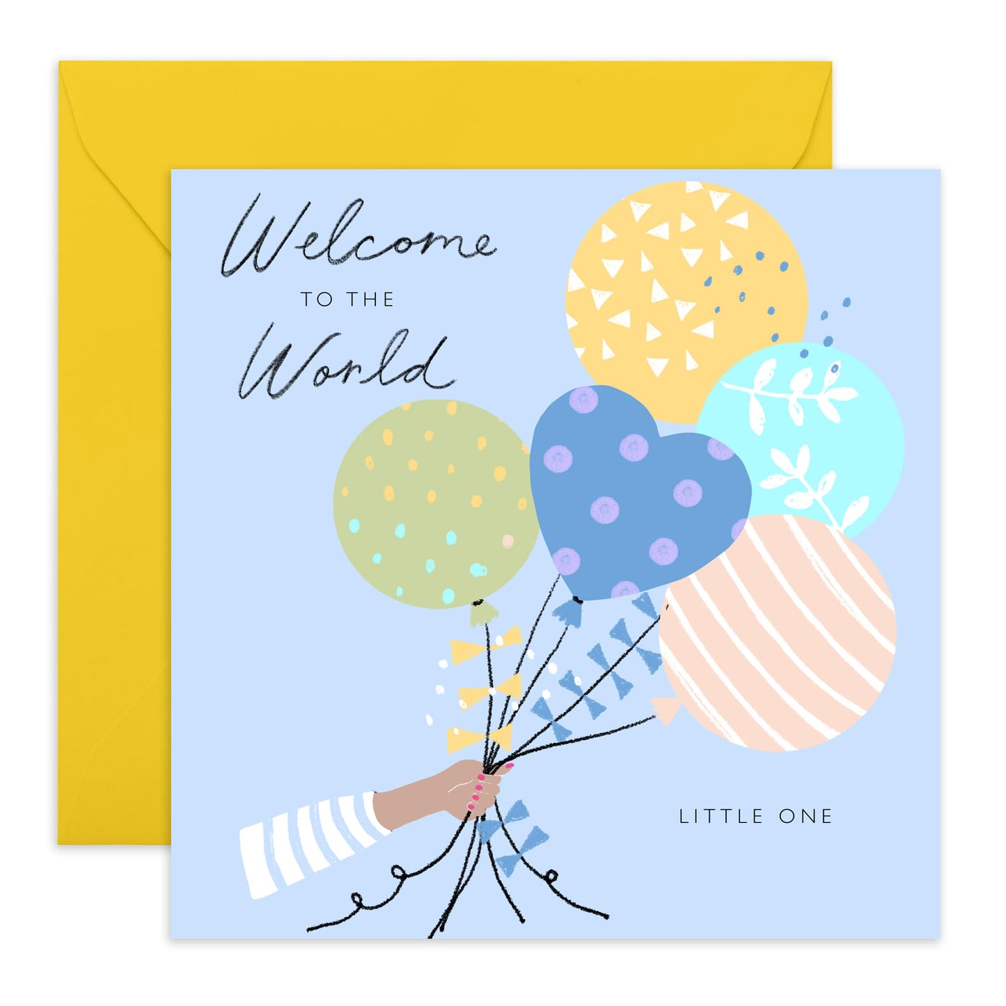 New Baby Card For Parents - Welcome To The World Little One - Baby Shower Card For New Baby Boy Newborn - Welcome Home Well Done Congrats New Mum Dad - Comes With Stickers - By Central 23
