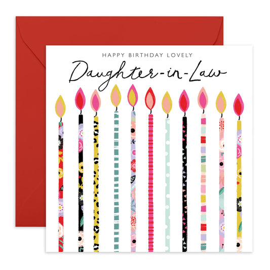 Birthday Cards For Women - Happy Birthday Card For Daughter In Law - Candles With Trendy Prints - Greeting Cards And Envelopes For Daughter-in-law - Gifts For Her - Comes With Stickers By Central 23
