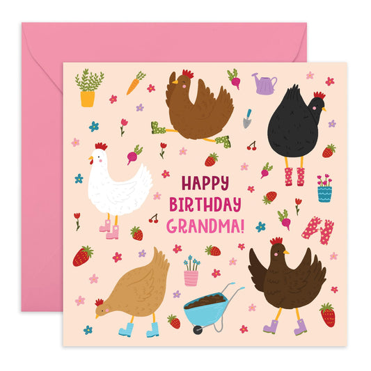 Birthday Greeting Card - 'BIRTHDAY GRANDMA GARDENING' - Perfect for Celebrating with Love and Joy in the Garden - Ideal for Grandmothers Gardening Enthusiasts - Comes With Stickers By Central 23