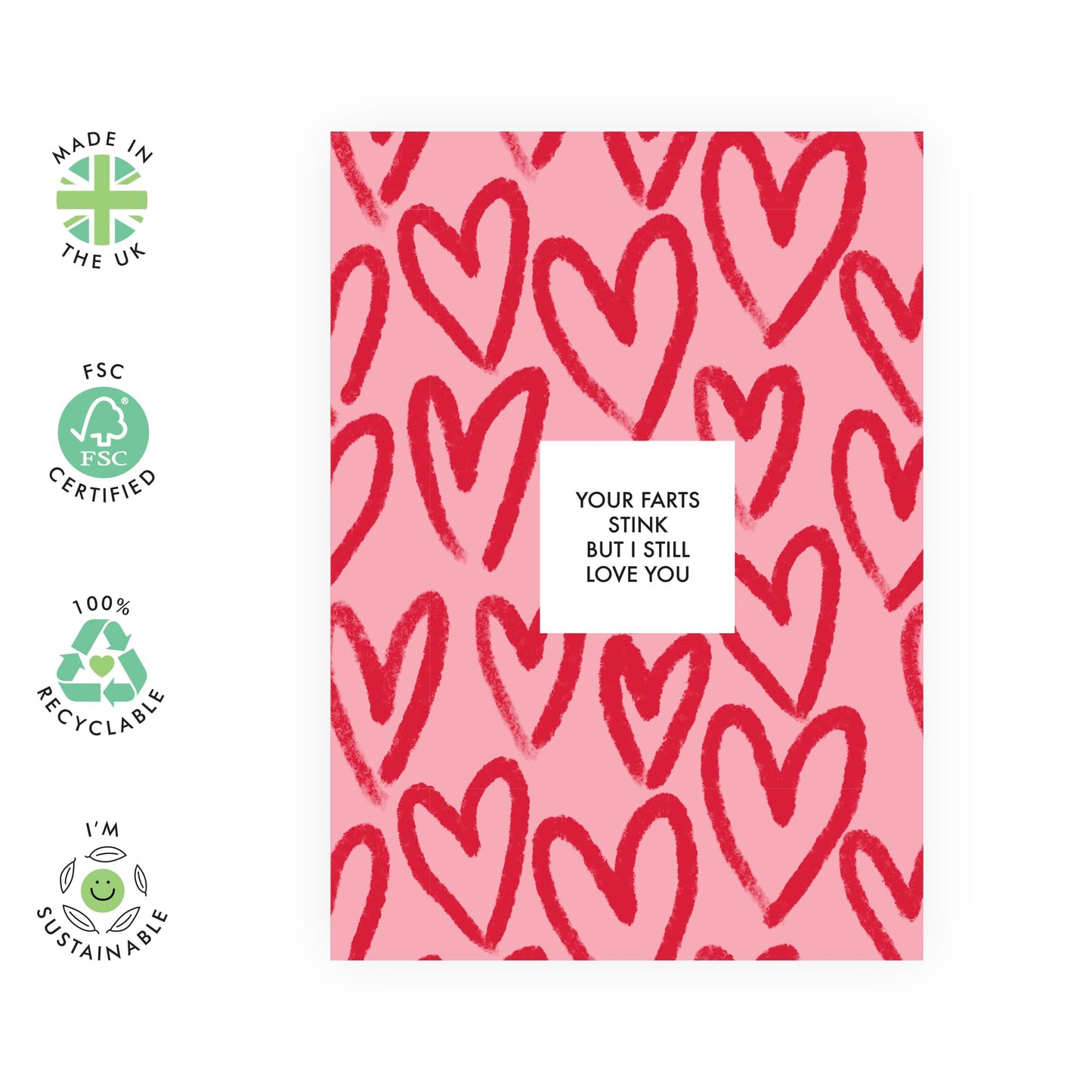 Funny Valentines Day Card - 'Your Farts Stink' - Gifts for Him, Her, Husband, Wife, Girlfriend, Boyfriend, Babe, Fiance - Against All Odds - Comes with Fun Stickers