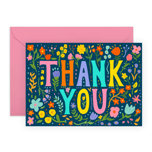 Thank You Greeting Cards For Women - Floral Thank You Dark - Cute Appreciation Cards For Her - Floral Cards- Gift For Mummy Mum - Gift For Woman - Comes With Fun Stickers - By Central 23