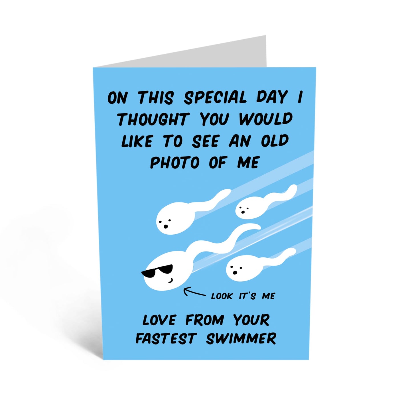 Funny Card - 'DAD OLD PHOTO OF ME' - Featuring a Sperm - Perfect for a Laugh and a Unique Touch - Ideal for Any Occasion or Just to Lighten the Mood - Comes with Stickers by Central 23