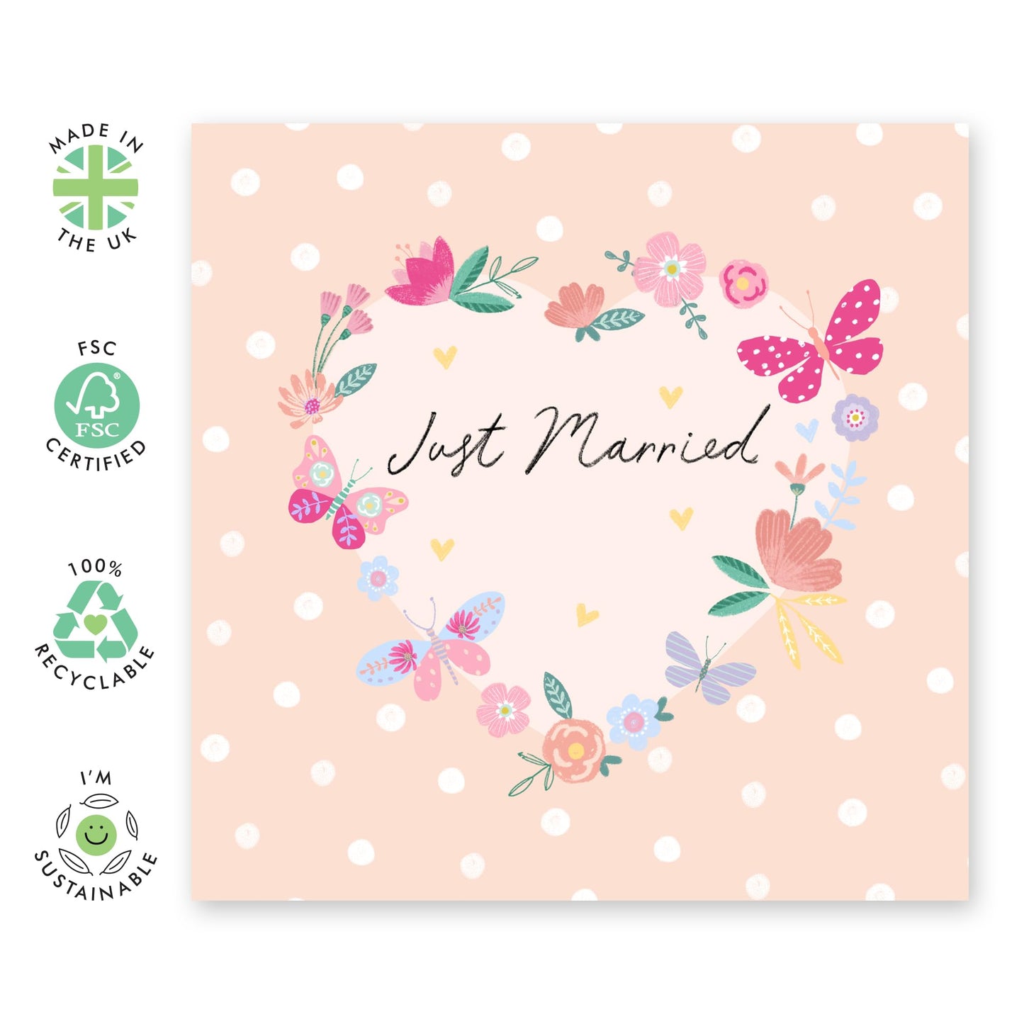 Wedding Cards For Bride And Groom - Just Married Butterflies - Newly Weds Card - Congratulations Card For Men Women Son Daughter In Law - Best Wishes Gift Him Her - Comes With Stickers By Central 23