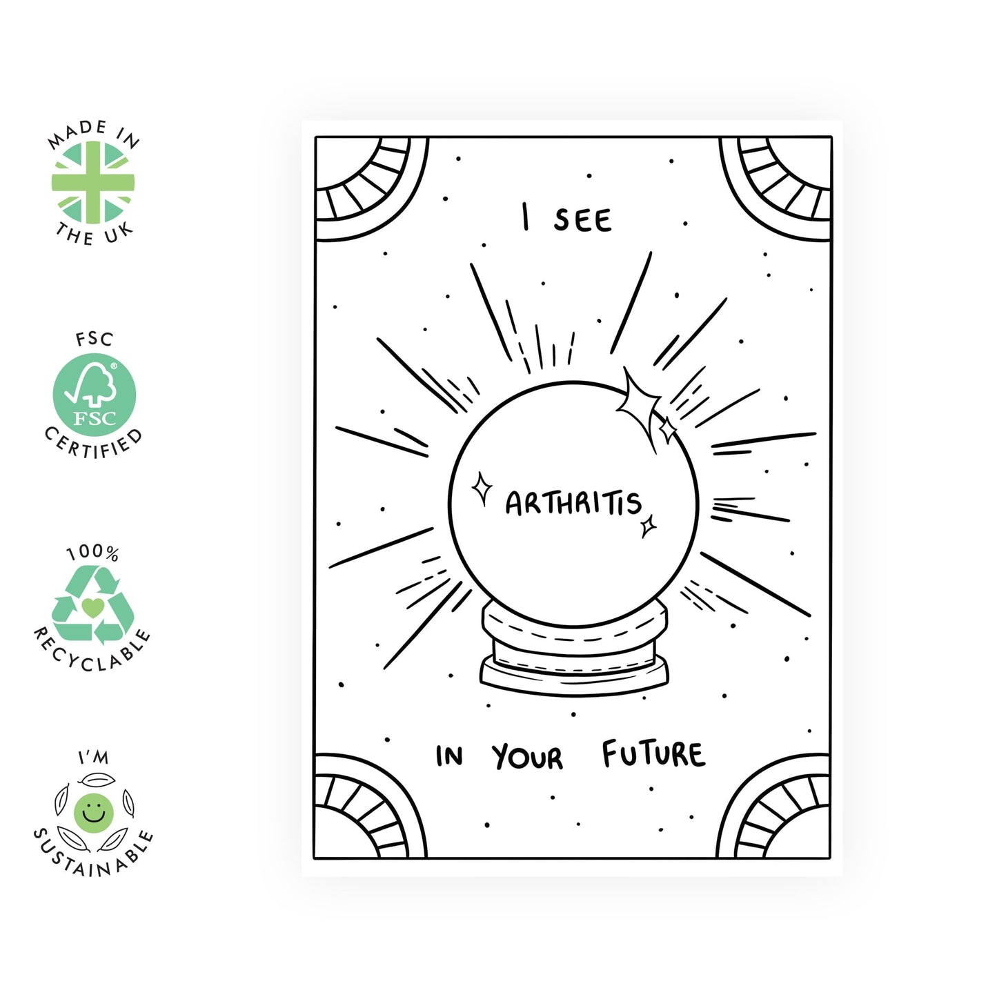 Womens Birthday Card - Arthritis In Your Future - Tarot Card - Funny Birthday Card For Her - Wife Birthday Card - Humorous Gifts For Friend Female - Comes With Stickers - By Central 23