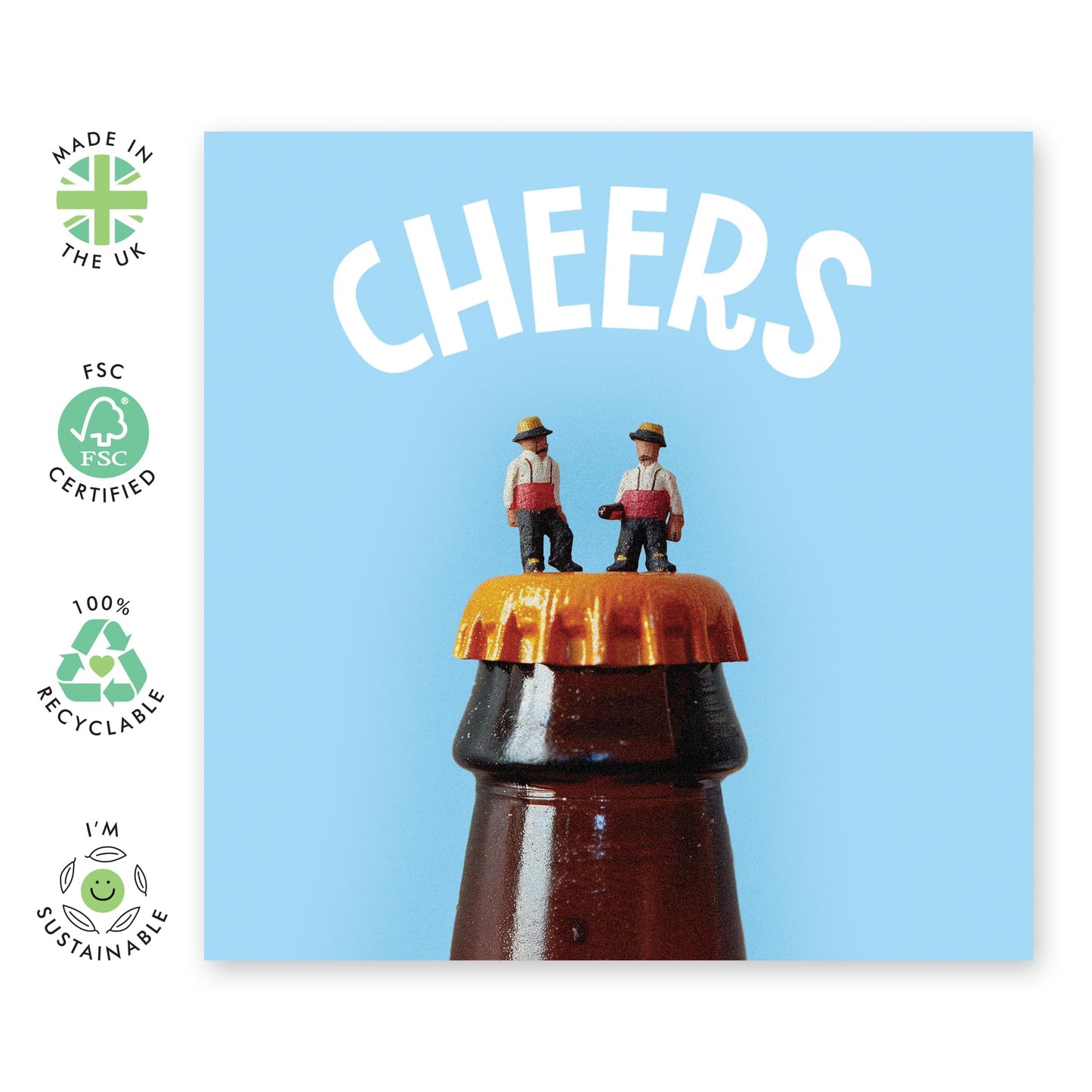 Happy Fathers Day Card Cheers - 'Mini Cheers' Celebrate Dad, Daddy, Men, Husband, Grandad - Thanks Dad - Comes with Fun Stickers
