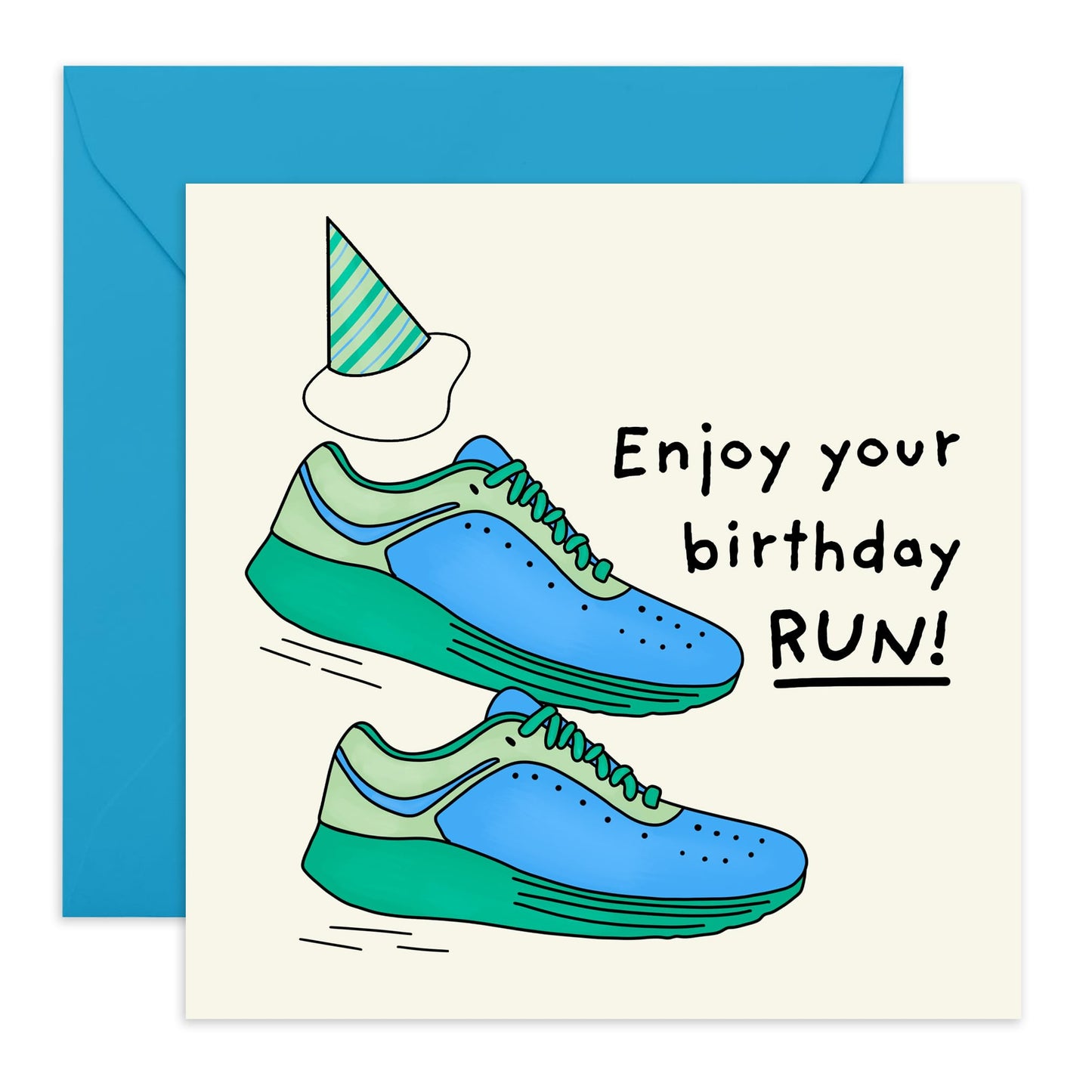 Birthday Card Running Shoes - 'Enjoy Your Birthday' - Gifts for Him, Fit & Healthy Friends, Athletes, Men, Boys - Keep The Fun Running - Comes with Fun Stickers