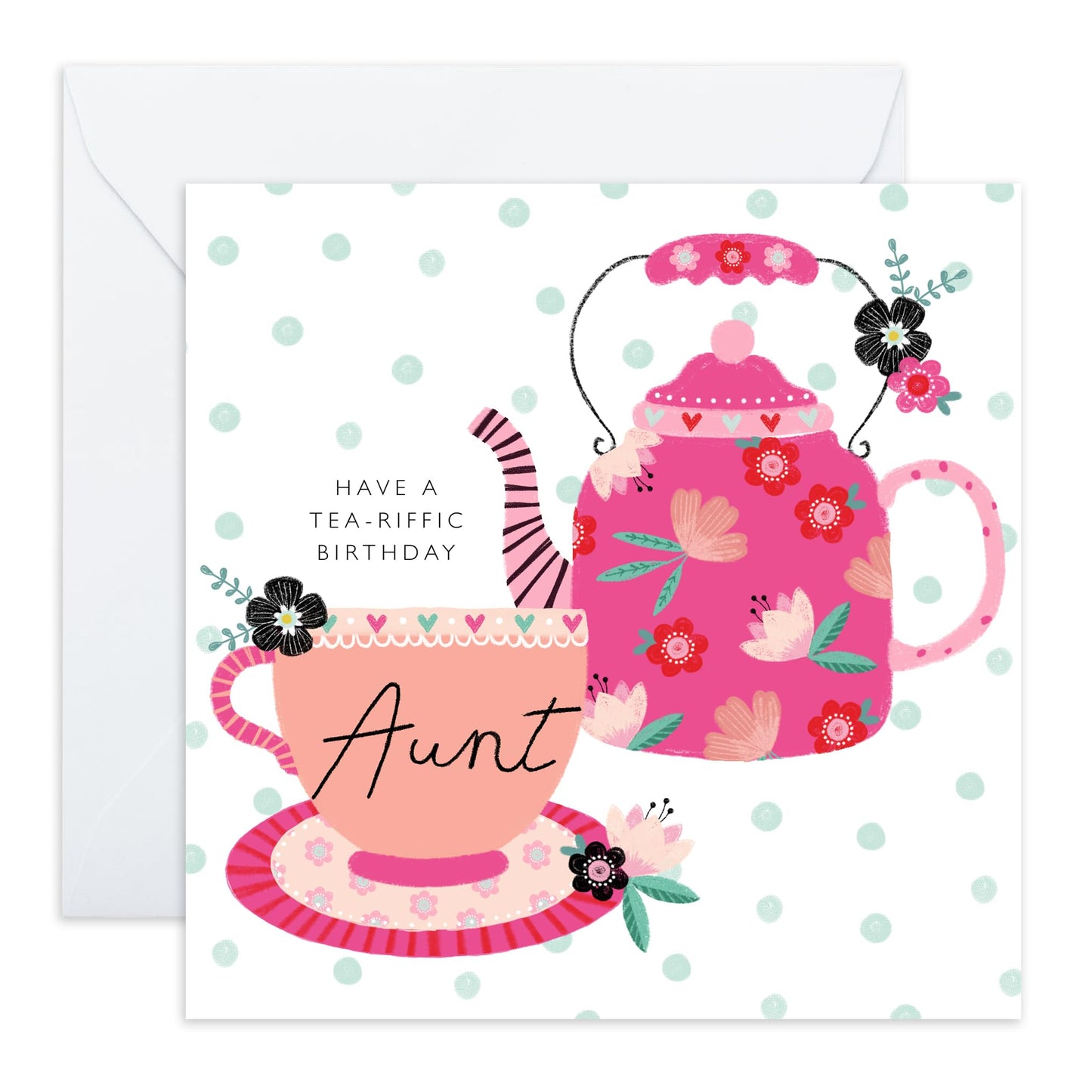 Birthday Card For Aunt - Aunt Tea Party - Heartfelt Gifts Women Female Tia - Happy Birthday Aunty Greeting Card - Gift From Niece Nephew - Greeting Cards Her - Comes With Fun Stickers - By Central 23
