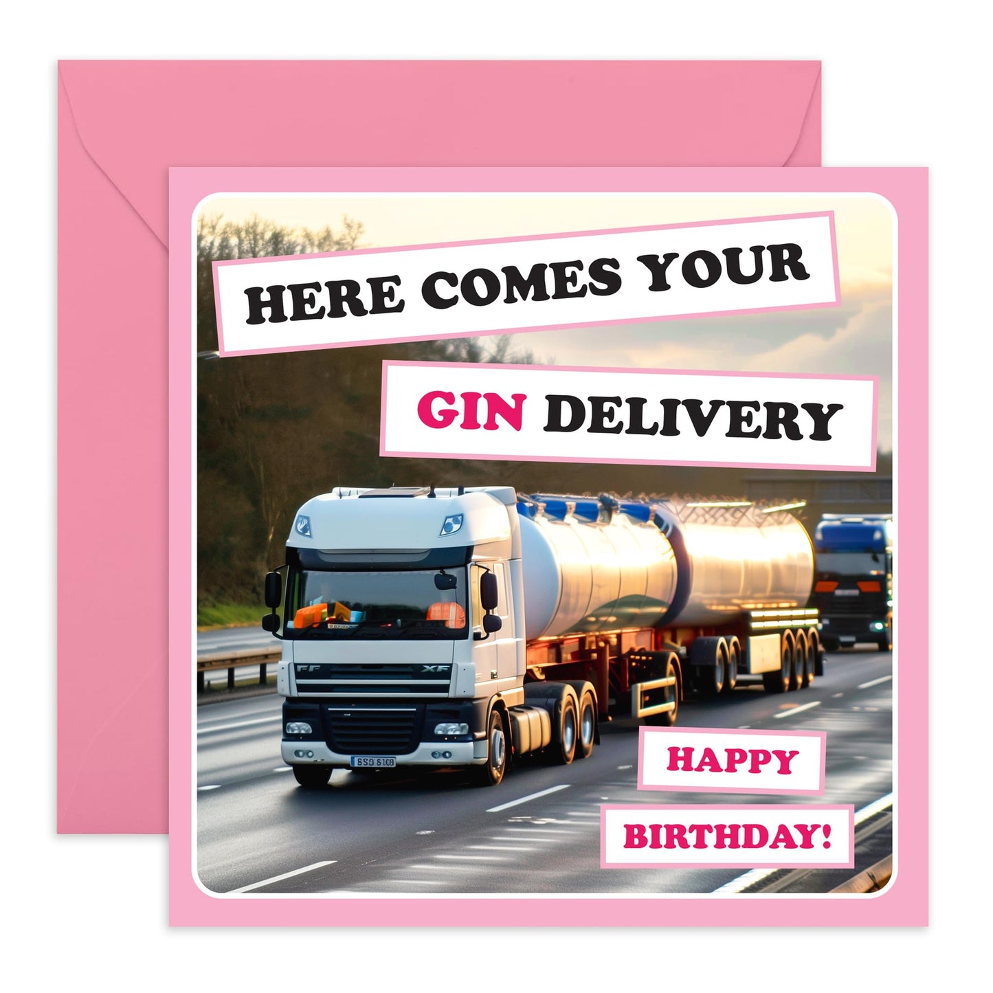 Funny Birthday Cards For Women - Here Comes Your Gin Delivery - Best Friend Birthday Card Female - Birthday Gifts For Sister Mum Aunt Grandma - Comes With Stickers - By Central 23