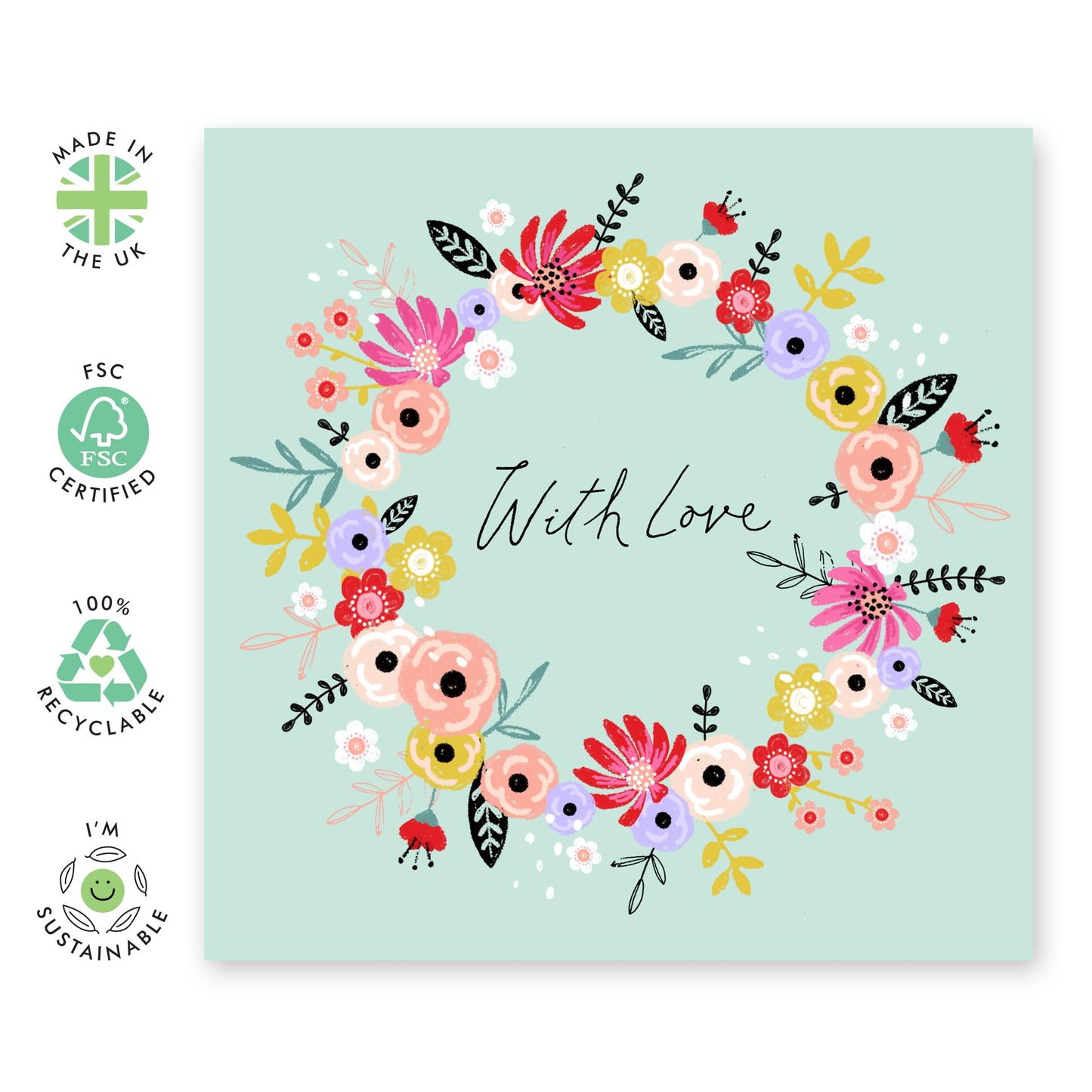 Love Cards For Her - With Love Florals - Mothers Day Card From Son Daughter - Wife Anniversary Card - Valentines Card Girlfriend - Birthday Card For Women - Comes With Stickers By Central 23