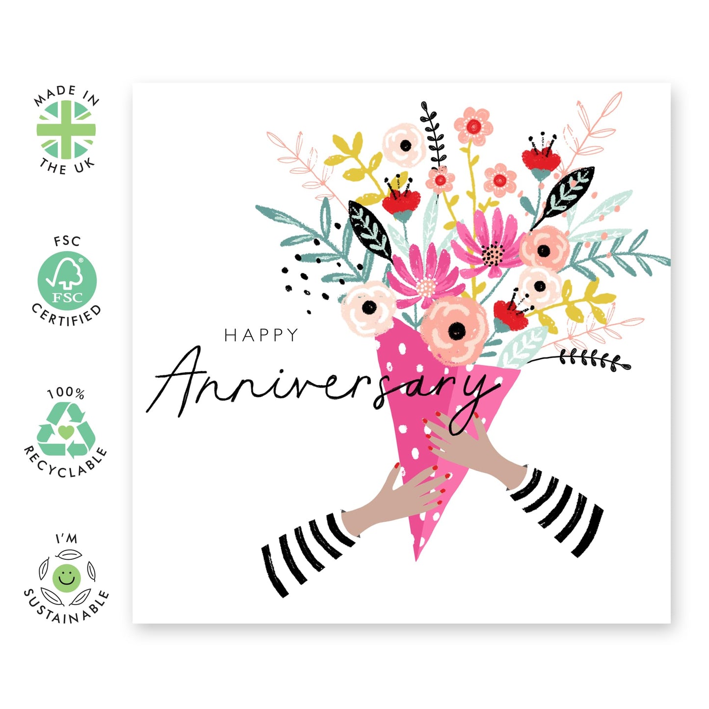 Anniversary Card For Couple Girlfriend Boyfriend - Anniversary Bouquet - Wedding Anniversary Card Husband Wife - You Are Loved Cards - Greeting Cards For Fiance- Comes With Fun Stickers By Central 23