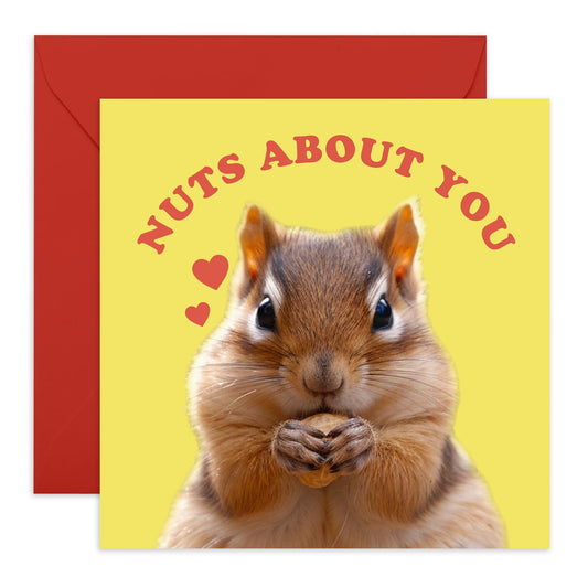 Anniversary Greeting Card - 'Nuts About You' - Romantic Gift for Wife, Husband, Girlfriend, Boyfriend, Married Couple - Cuteness Overload - Comes with Fun Stickers