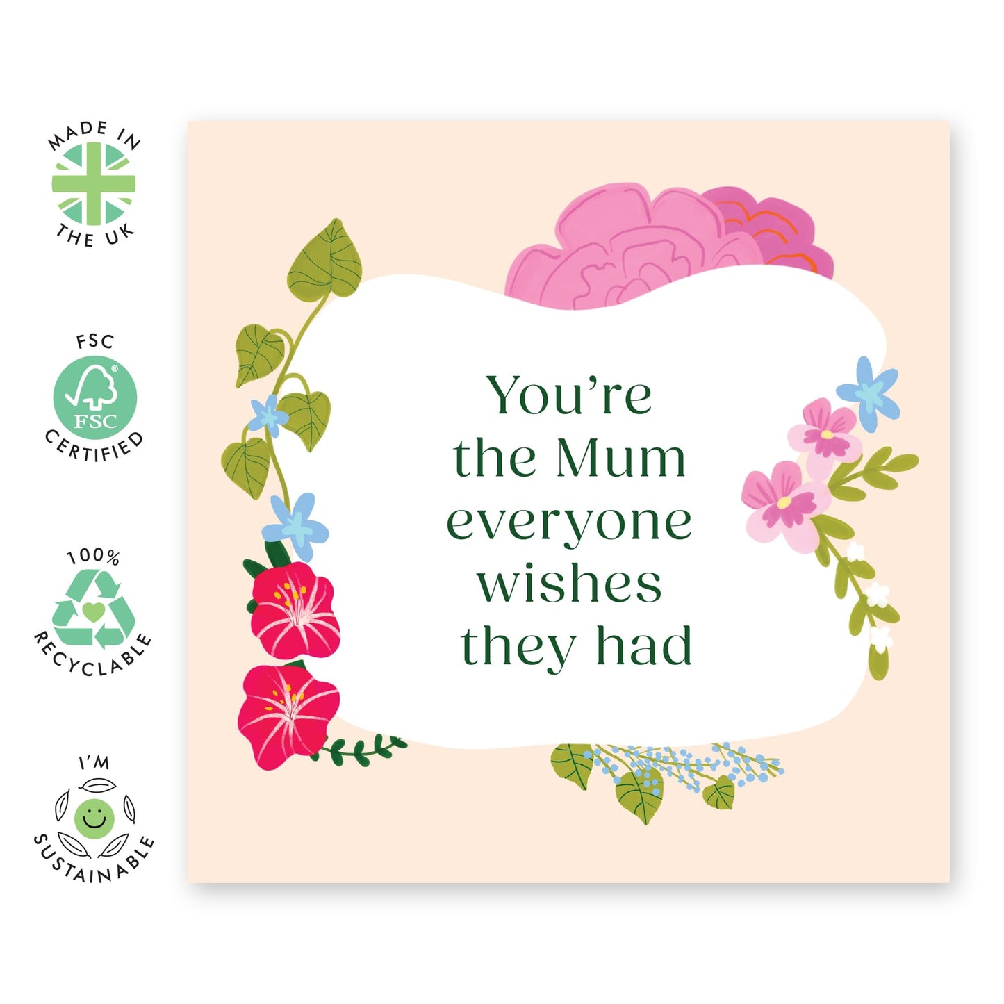 Mum Birthday Card - Everyone Wishes They Had - Sweet Appreciation Gift For Her, Mummy, Mam, Mama, Women - Mothers Day Card From Daughter Son - Thank You Card - Comes With Stickers