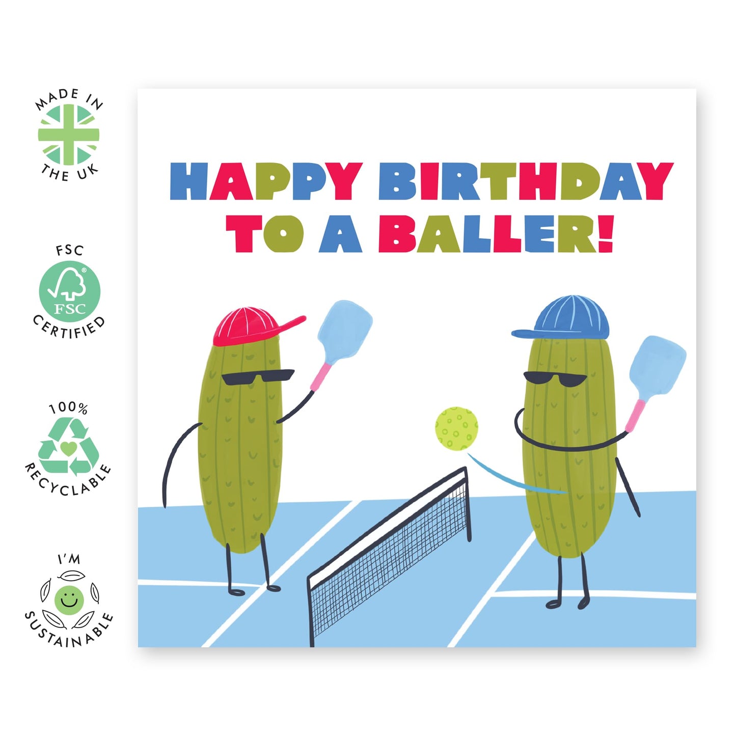 Funny Birthday Cards For Dad - Happy Birthday Pickleballer - Greeting Cards For Men Papa Pop Daddy - From Daughter Son - Comes With Stickers By Central 23
