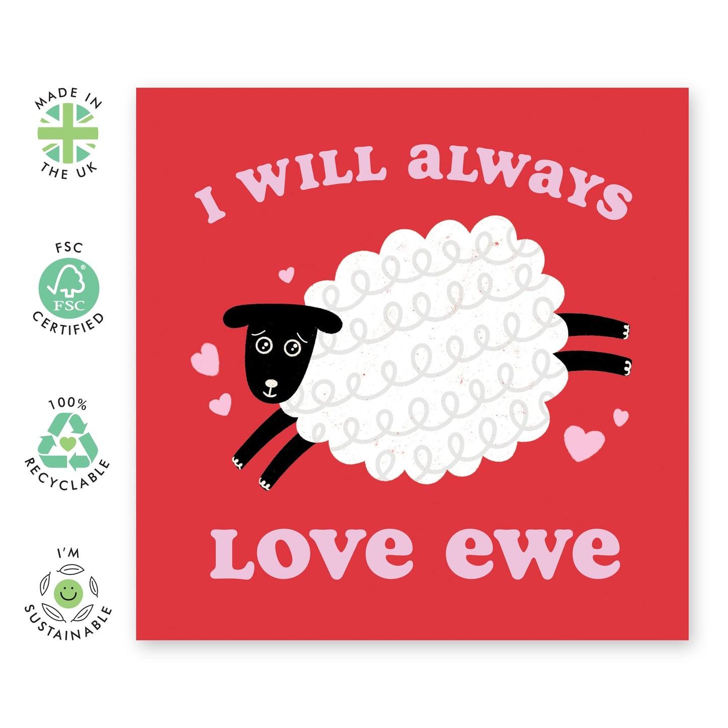 Anniversary Card For Wife - I Will Always Love Ewe - Valentines Card For Girlfriend - Wedding Anniversary Card For Mum - Birthday Card - Gift For Women - Comes With Stickers - By Central 23
