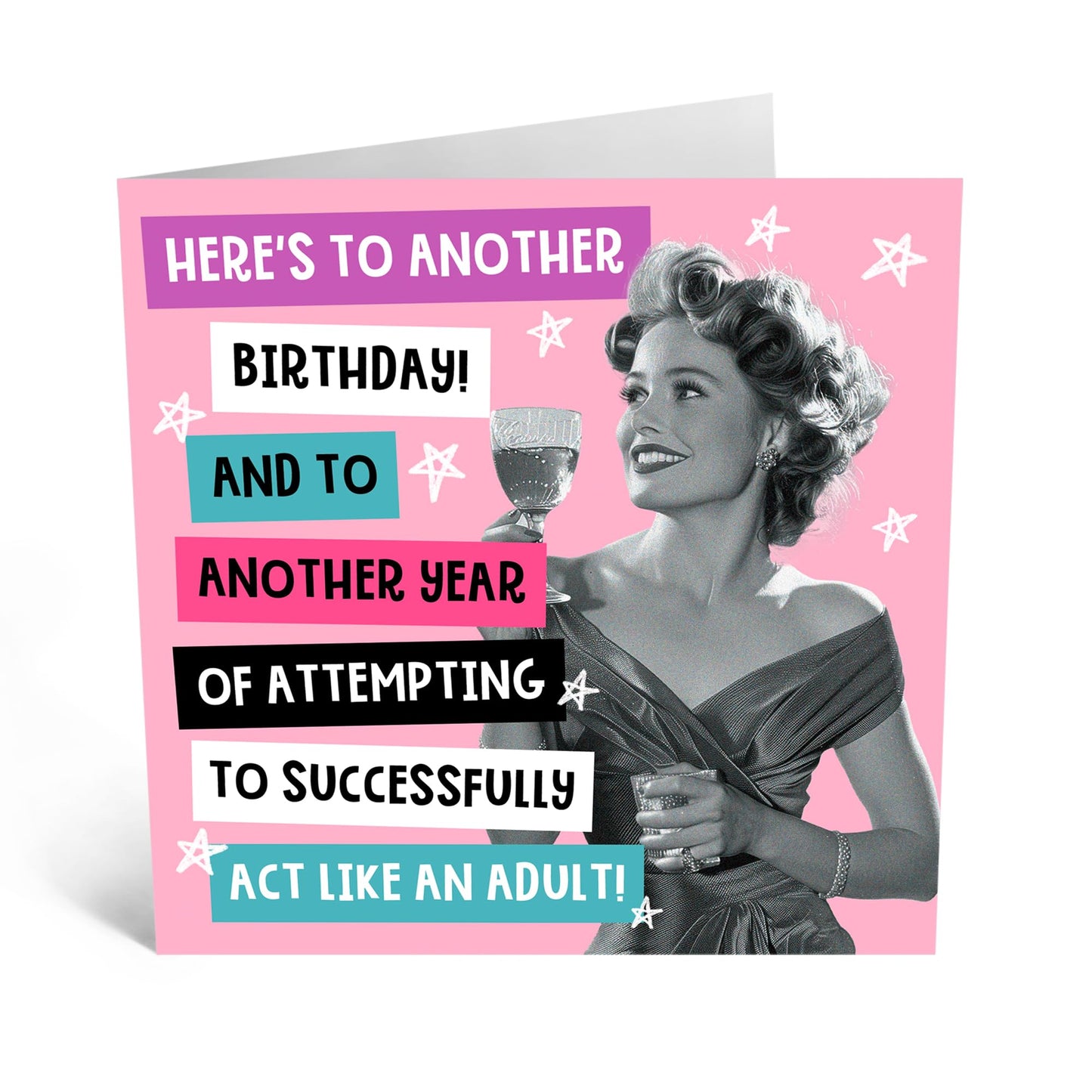 Birthday Greeting Card - 'HERE'S TO ANOTHER BIRTHDAY' - Perfect for Celebrating with a Cheerful Twist and Festive Design - Ideal for Marking Birthday Milestones - Comes With Stickers By Central 23