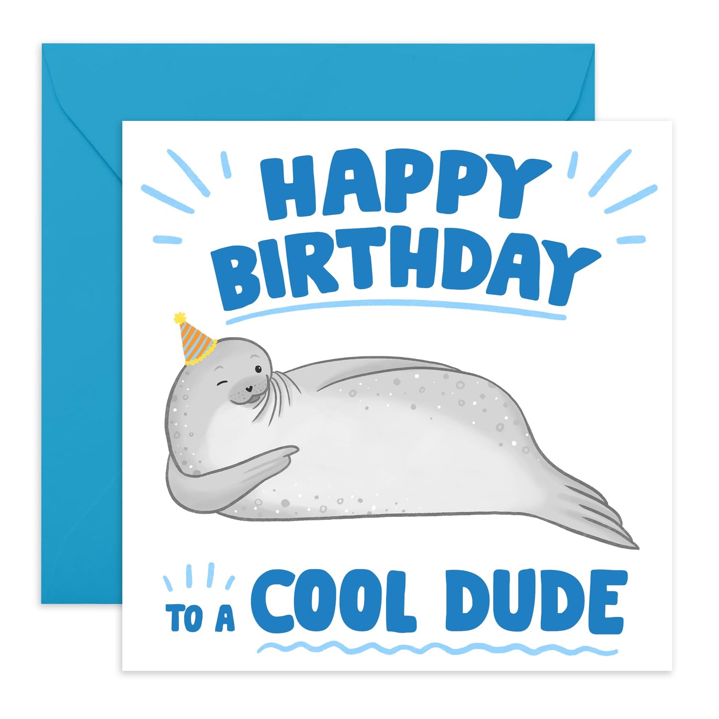 Birthday Card For Men - Birthday To Cool Dude Seal - Humour Birthday Cards For Husband - Dad Daddy - For Male Friend - Comes With Fun Stickers By Central 23