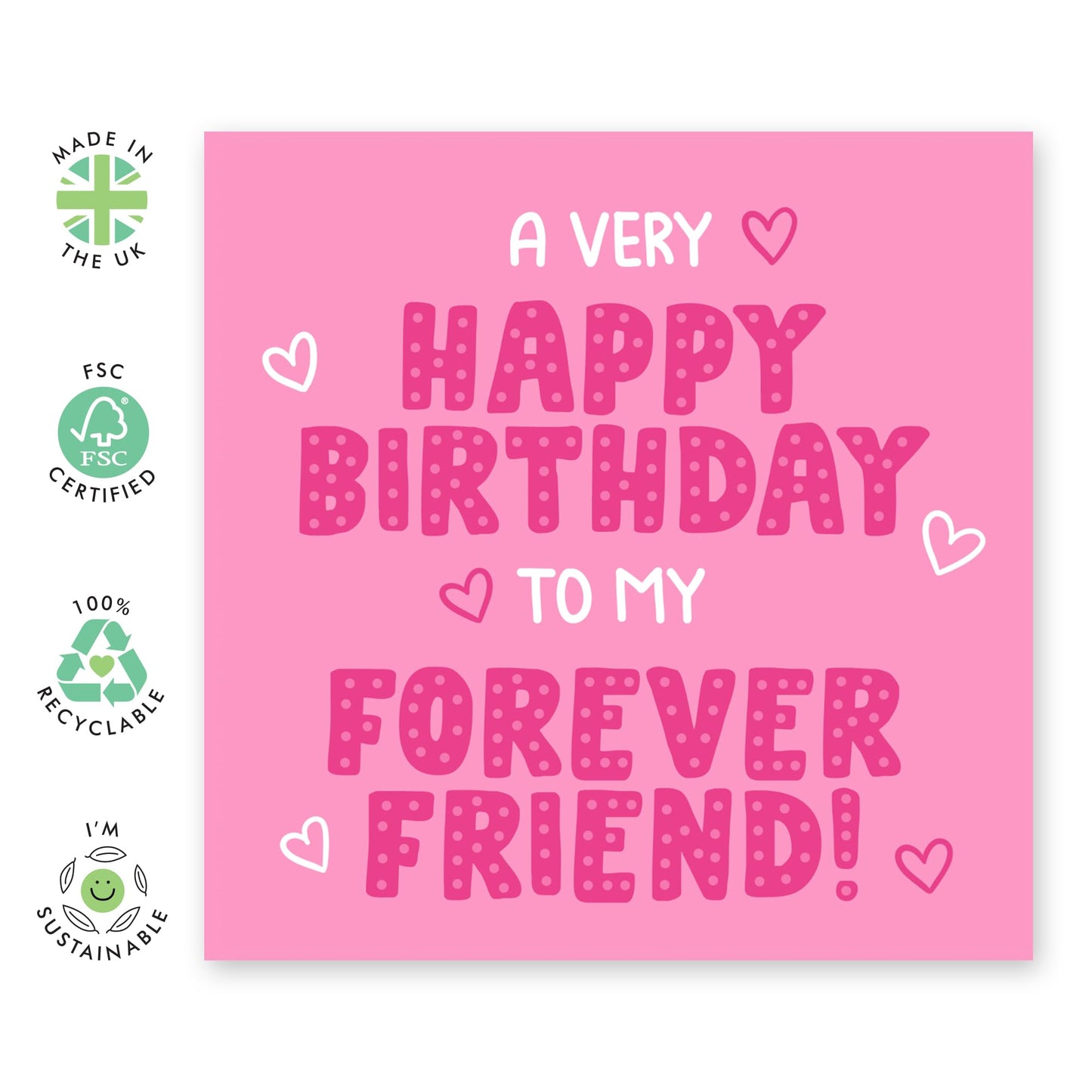 Friend Birthday Card Female - To My Forever Friend - Best Friend For Women - Bestie - Friends Gifts For Her - Comes With Stickers - By Central 23