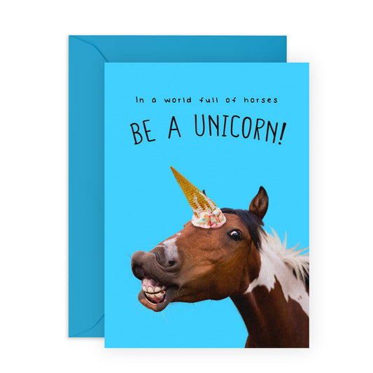 Funny Birthday Card For Women - Be A Unicorn - Humorous Greeting Cards Birthday Female - Birthday Cards For Her - Humour Lol - Comes With Stickers - By Central 23