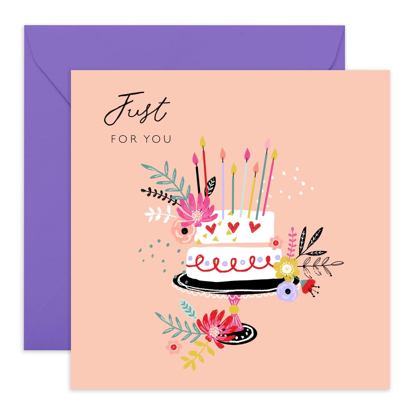 Greeting Cards For Women - Just For You - Bday Cake - Celebration Cards - Happy Birthday Blank Cards With Envelope - Gifts For Her - Comes With Stickers By Central 23