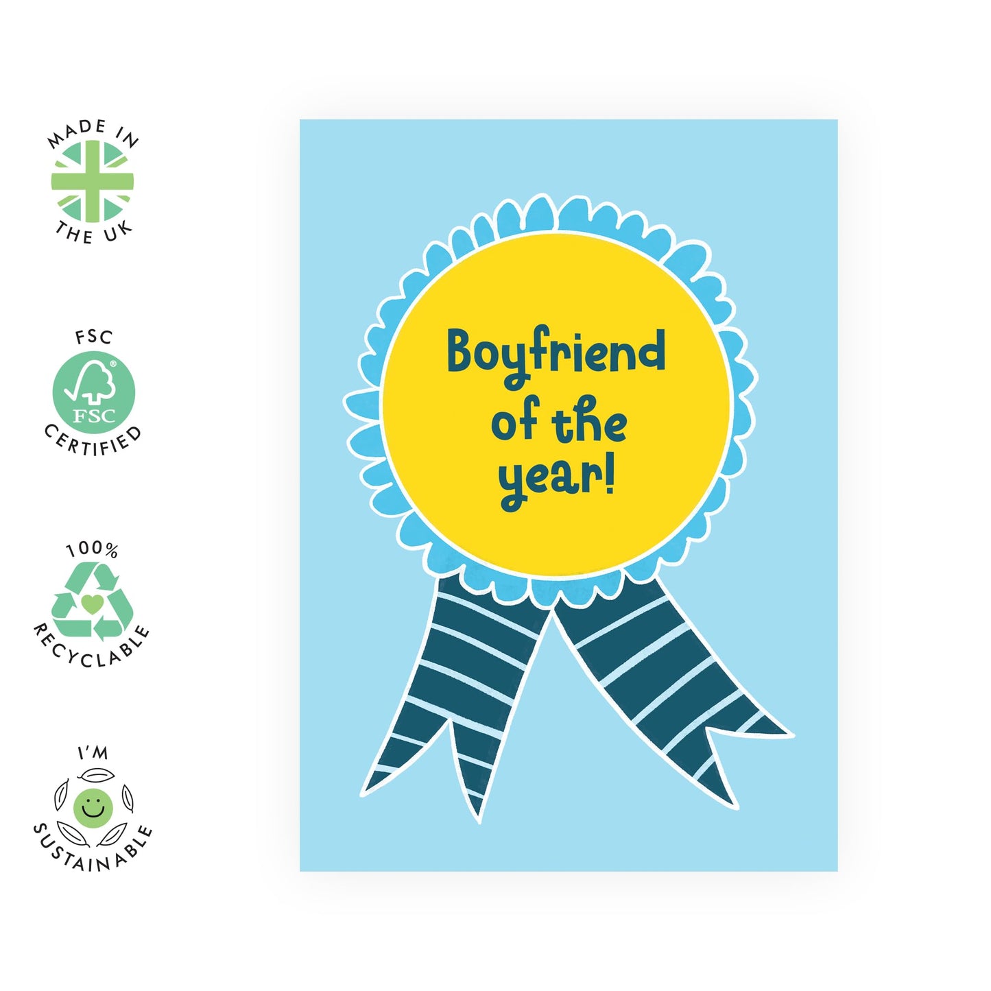 Valentines Card For Boyfriend - Boyfriend Of The Year - Anniversary Card For Him - Greeting From Fiancé - From Girlfriend - Romantic Card For Him - Comes With Stickers By Central 23