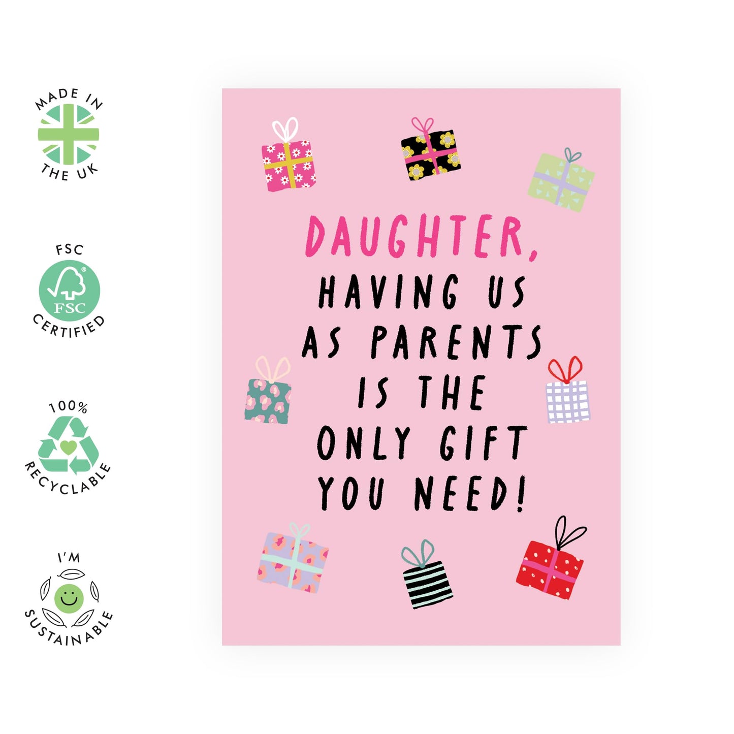 Happy Birthday Daughter Cards - Having Us As Parents - Daughter Birthday Card For Girls - Gifts For Women - Greeting Cards For Her - From Mum Dad - Comes With Fun Stickers By Central 23