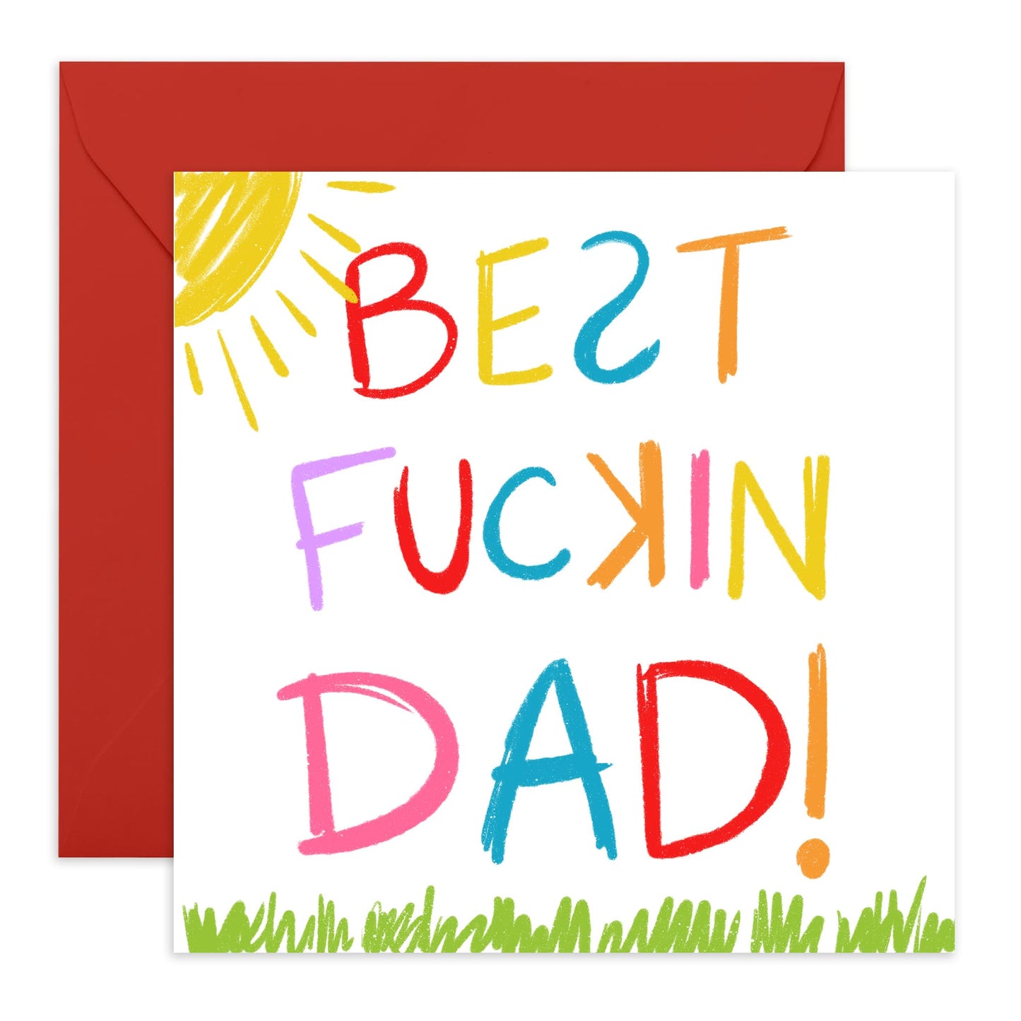 Funny Greeting Card - 'BEST FU*KIN DAD' - Perfect for Celebrating with Bold Humor - Ideal for Showing Your Appreciation and Love for the Best Dad Father Daddy Ever - Comes With Stickers By Central 23