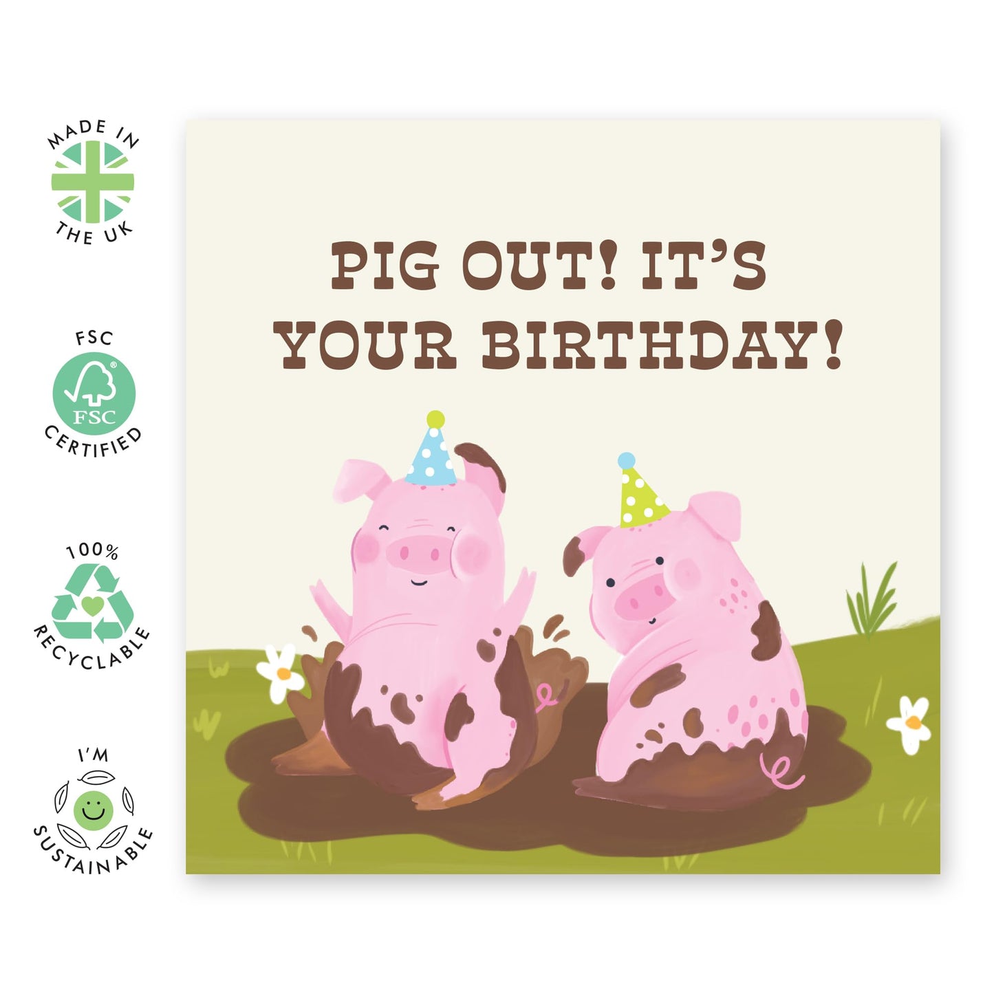 Birthday Card For Him Her - Pig Out! It's Your Birthday - Birthday Cards Best Friend - Funny Greeting Cards Brother - Gift From Friend - Comes With Fun Stickers By Central 23
