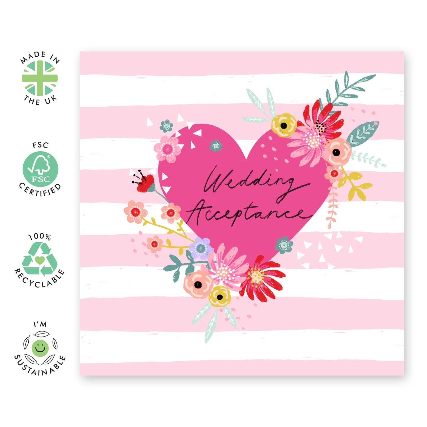 Wedding Acceptance Card For Bridesmaid Groomsman - Wedding Acceptance Stripe Heart - Rsvp Reply Card For Entourage - Wedding Invitations From Groom Bride - Comes With Fun Stickers By Central 23