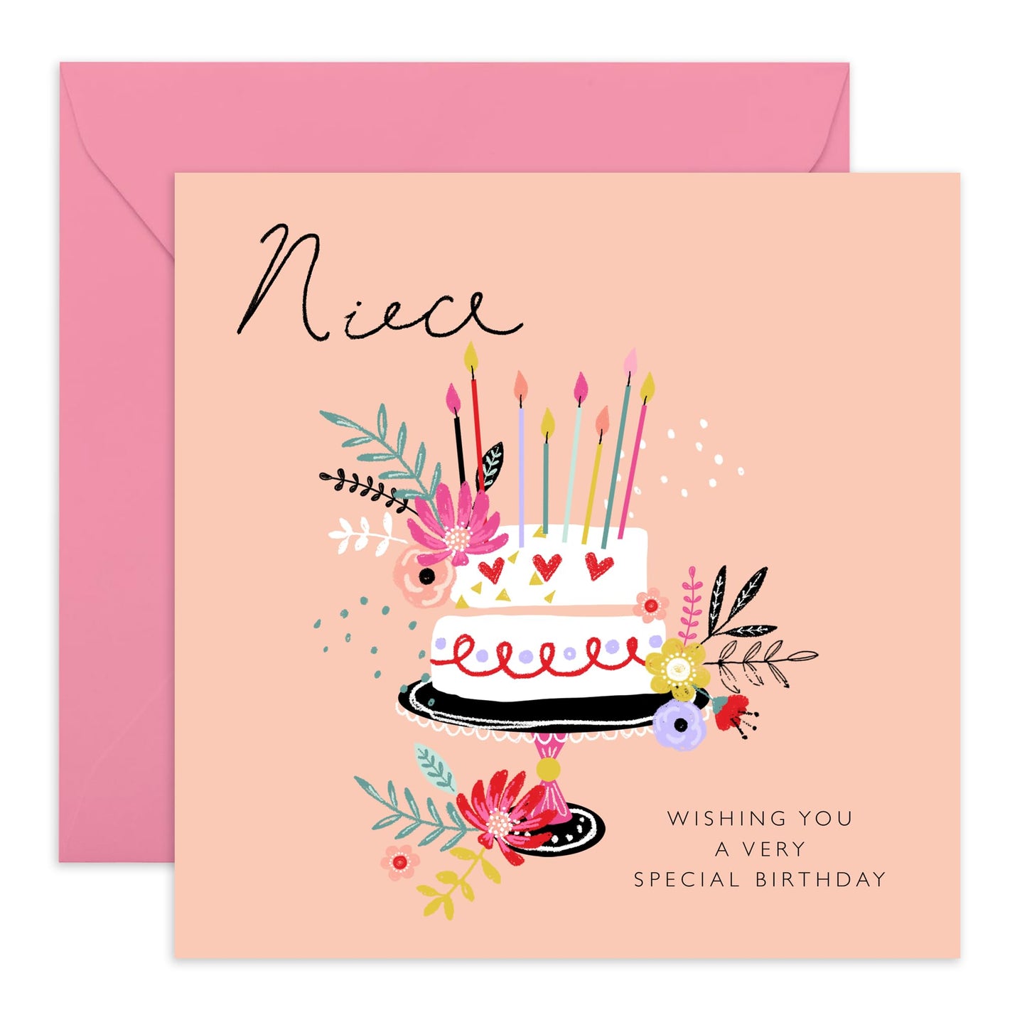 Birthday Card For Niece - Wishing You A Very Special Bday - Niece Birthday Cards For Girls Teens - Cake Greeting Cards For Her Women Female - Comes With Stickers By Central 23