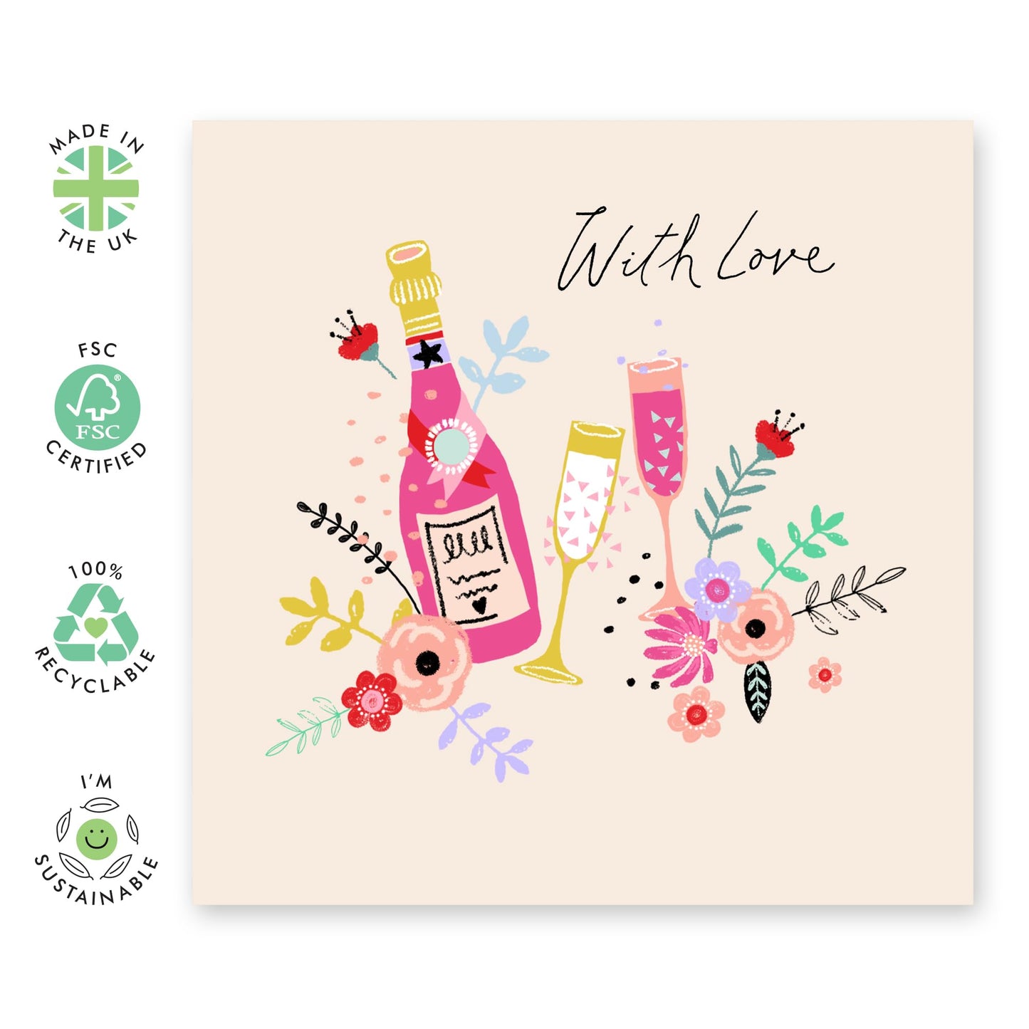 Valentines Card Girlfriend - With Love Prosecco - Love Cards For Her - Mothers Day Card From Son Daughter - Wife Anniversary Card - Birthday Card For Women - Comes With Stickers By Central 23