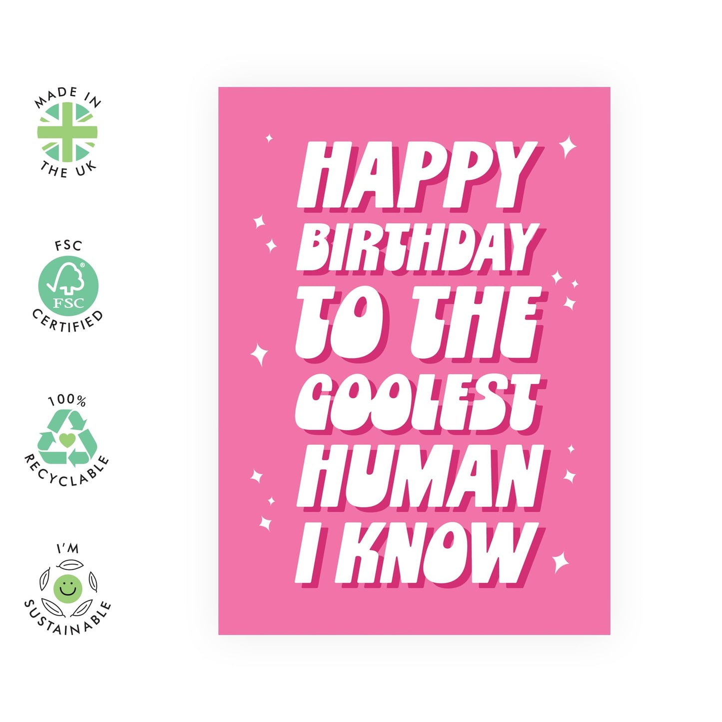 Wife Birthday Card - The Coolest Human I Know - Daughter Birthday Card From Dad - Sweet Mum Birthday Card - Happy Birthday Card For Girlfriend - Comes With Fun Stickers By Central 23