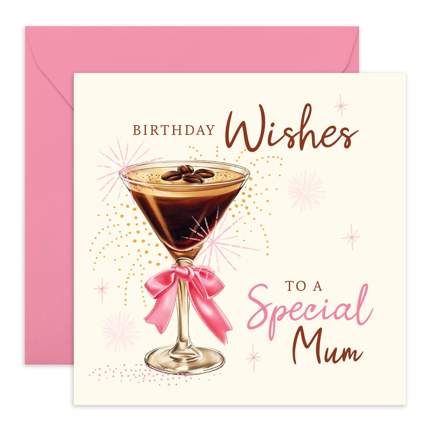 Best Wishes Birthday Card - 'Special Mum Birthday' - Presents for Mother, Mam, Mammy, Mama, Family from Children or Kids - Wine Glass - Comes with Fun Stickers