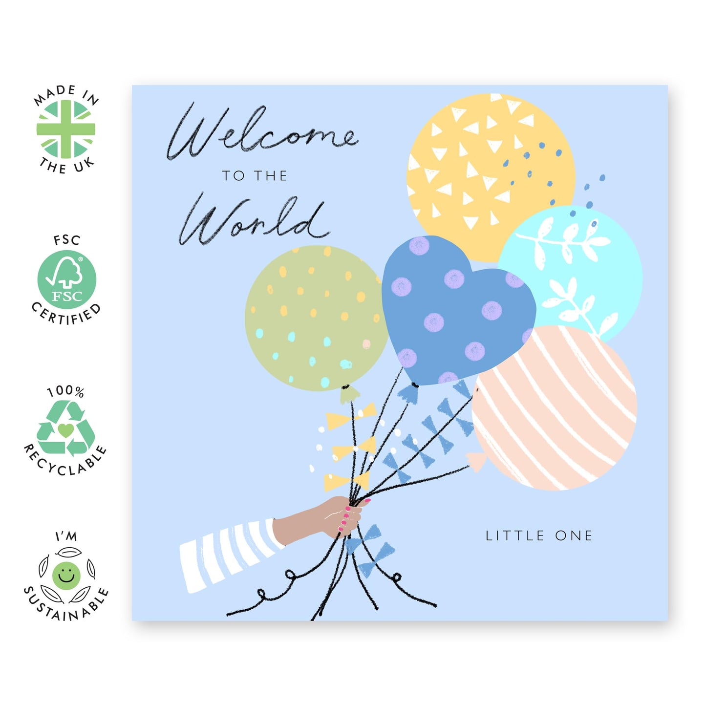 New Baby Card For Parents - Welcome To The World Little One - Baby Shower Card For New Baby Boy Newborn - Welcome Home Well Done Congrats New Mum Dad - Comes With Stickers - By Central 23
