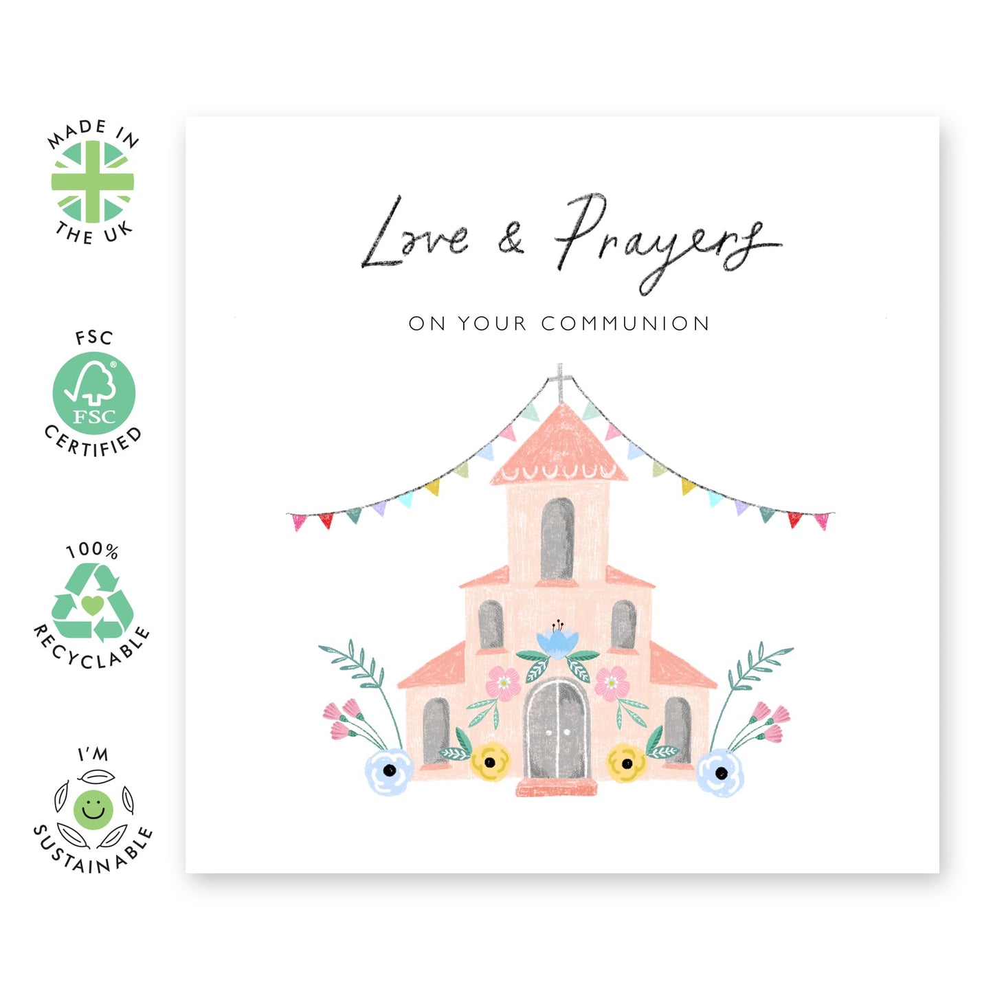 First Communion Cards For Girls - Love And Prayers On Your Communion - Religious Cards With Envelopes - Gifts For Granddaughter Goddaughter Niece Girls - Comes With Fun Stickers - By Central 23