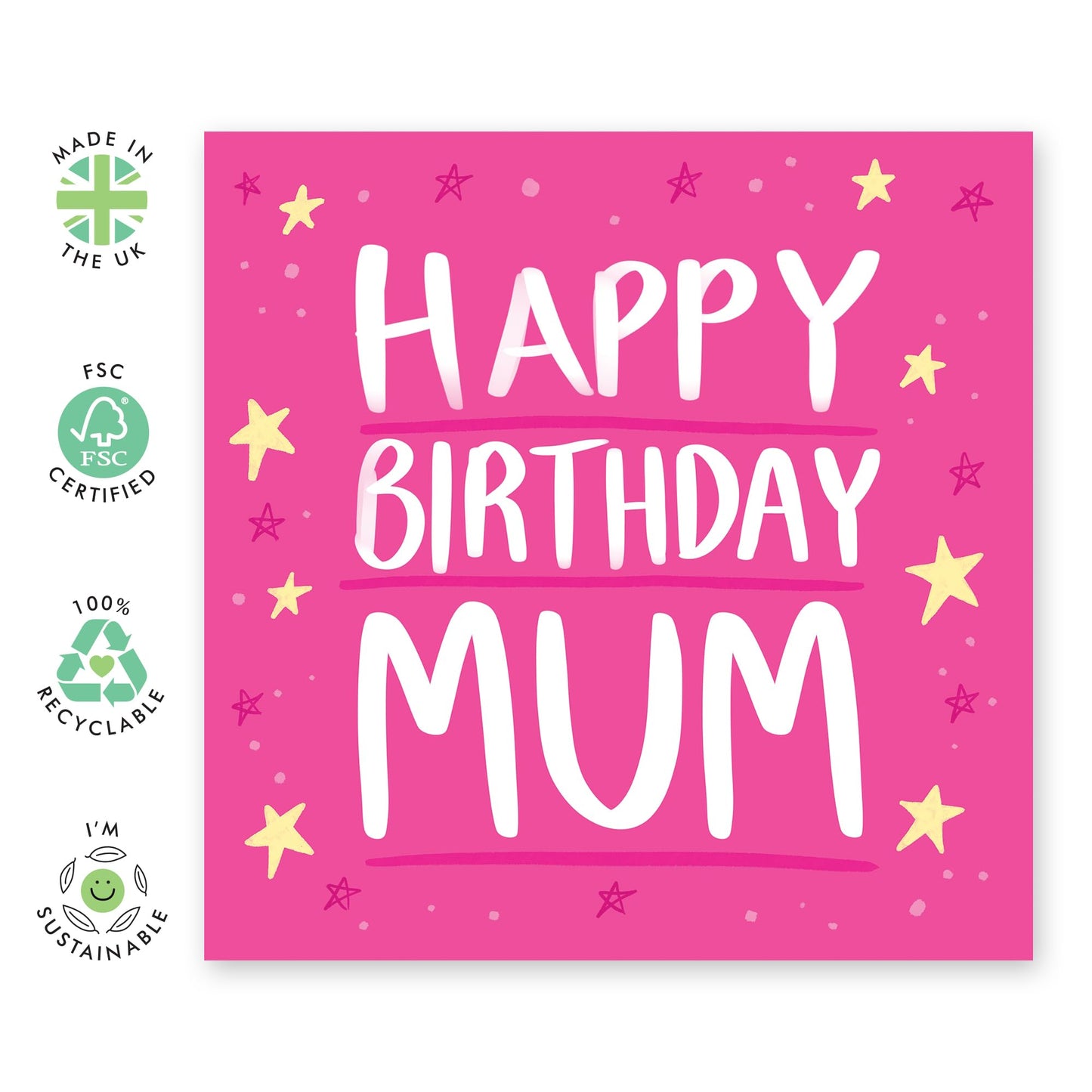 Happy Birthday Card - 'Happy Birthday Mum' - Gifts for Mother, Mummy, In-Law, Step Mum, Mam, Family - Enjoy your day - Comes with Fun Stickers